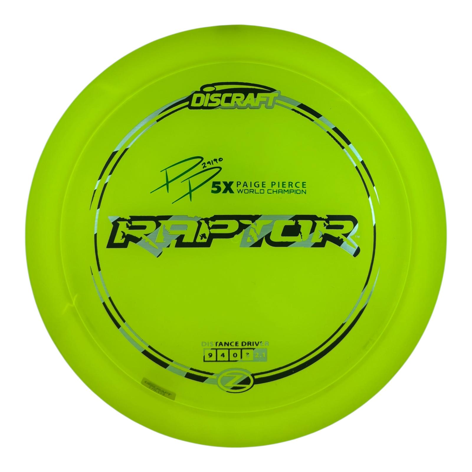 Discraft Raptor - Z Plastic - Paige Pierce Signature