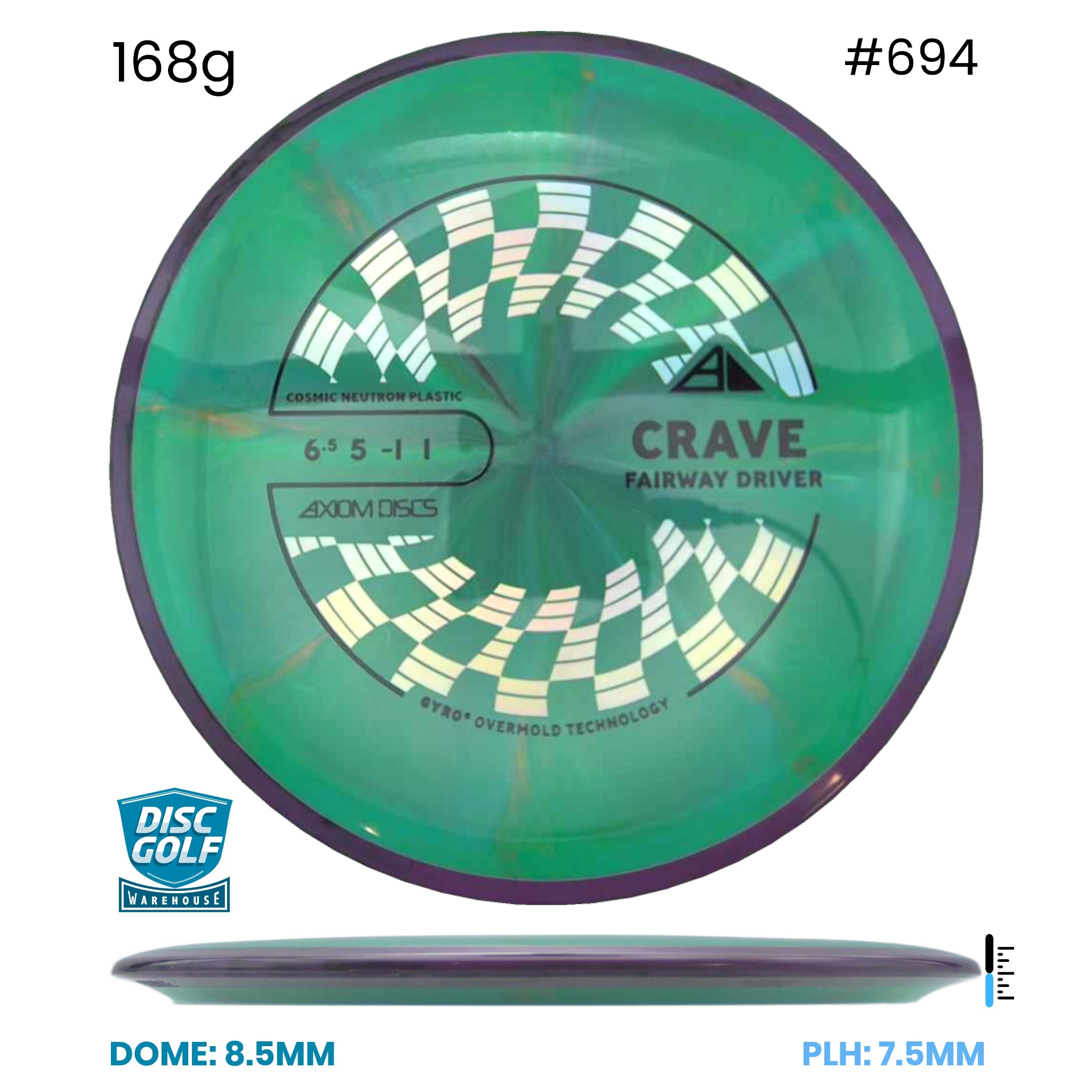 Disc Golf Warehouse Axiom Crave - Cosmic Neutron Plastic Green/Silver, Black 168g