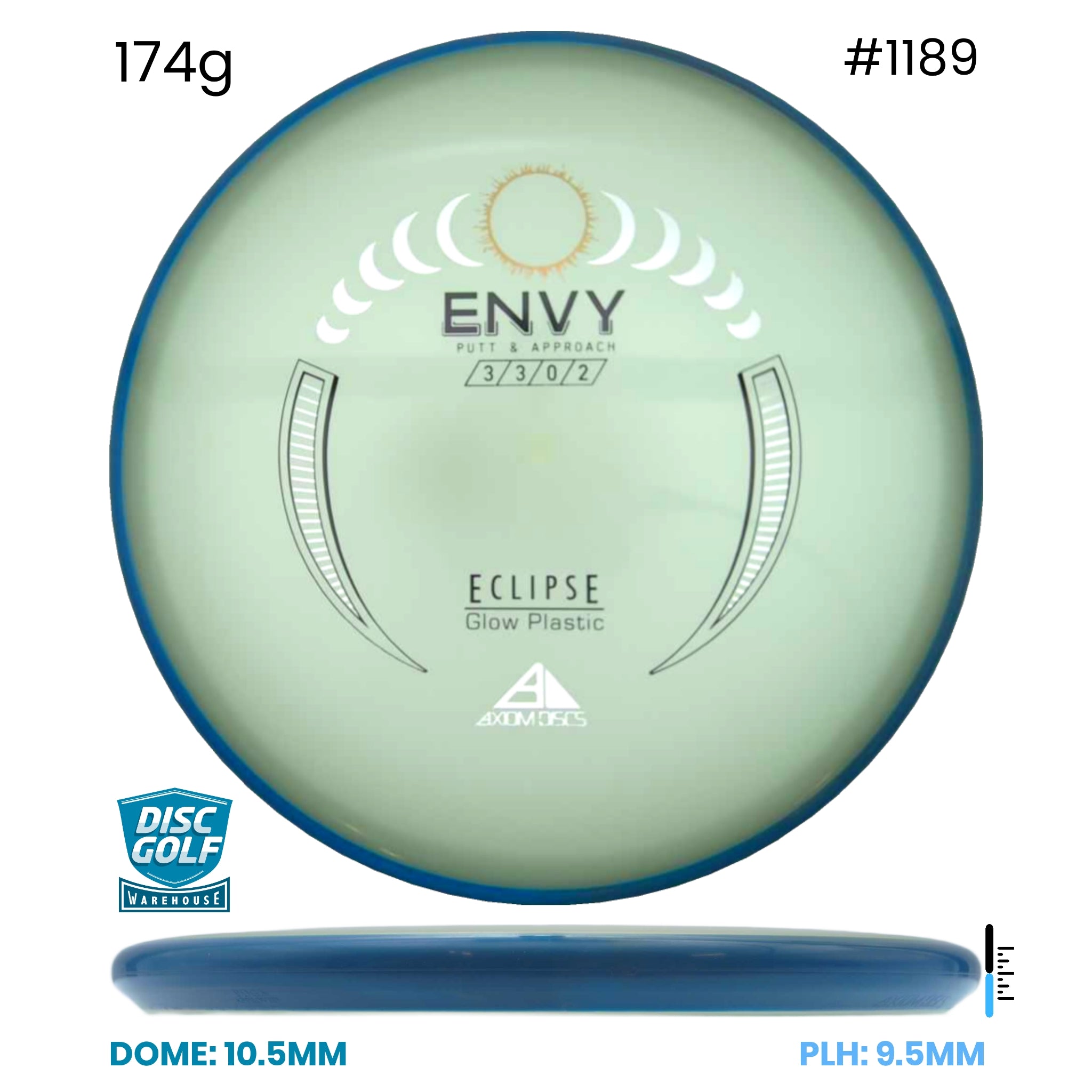 Disc Golf Warehouse Axiom Envy - Eclipse Glow Plastic Glow/Blue Rim/Black, Gold 174g