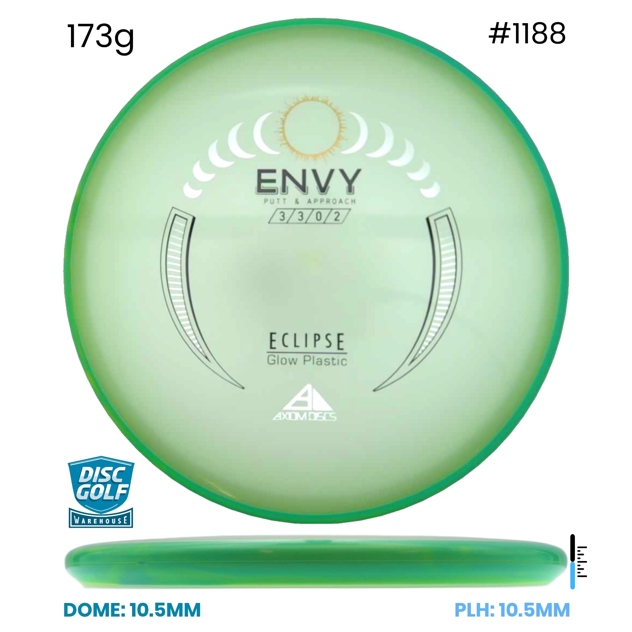 Disc Golf Warehouse Axiom Envy - Eclipse Glow Plastic Glow/Green Rim/Black, Gold 173g