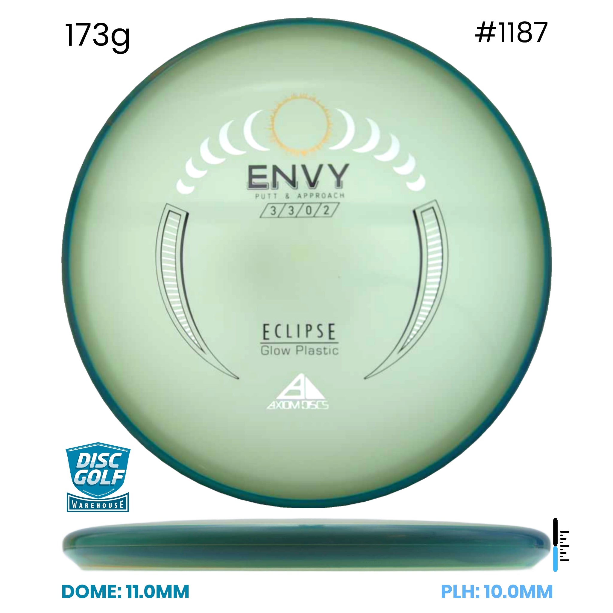 Disc Golf Warehouse Axiom Envy - Eclipse Glow Plastic Glow/Teal Swirl Rim/Black, Gold 173g