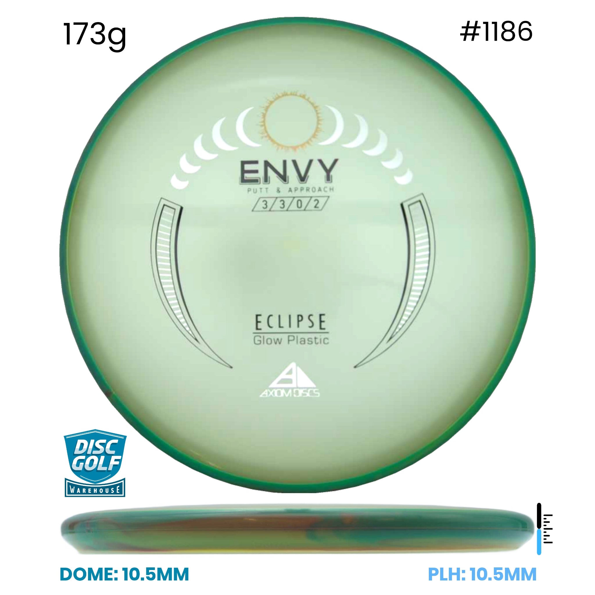 Disc Golf Warehouse Axiom Envy - Eclipse Glow Plastic Glow/Teal Swirl Rim/Silver 173g