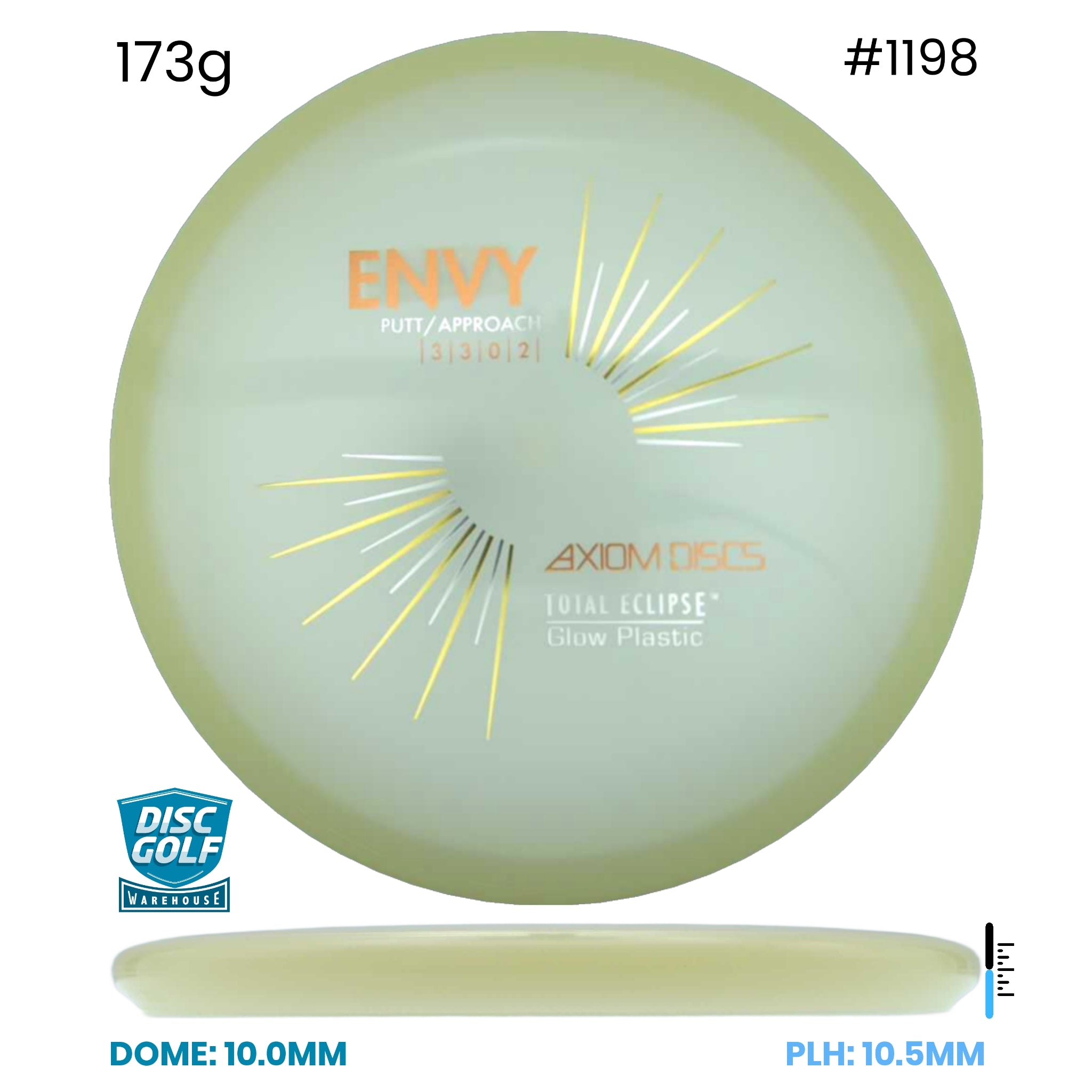 Disc Golf Warehouse Axiom Envy - Total Eclipse Glow Plastic Blue/Green Glow Rim/Black, Gold 173g