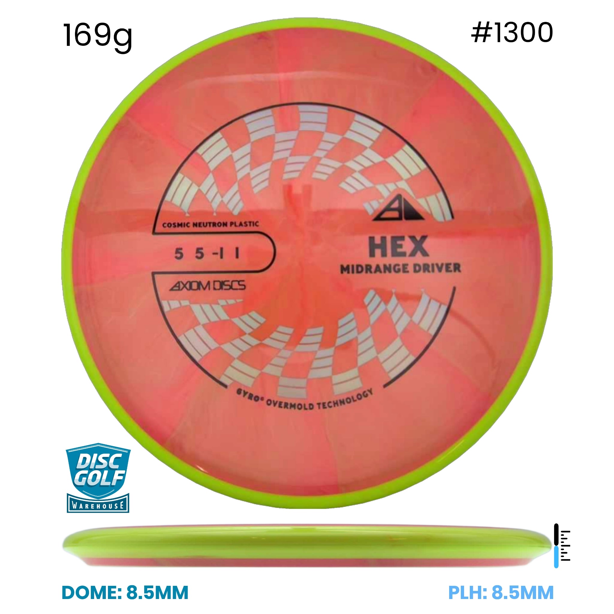 Disc Golf Warehouse Axiom Hex - Cosmic Neutron Plastic Pink/Black, Silver 169g