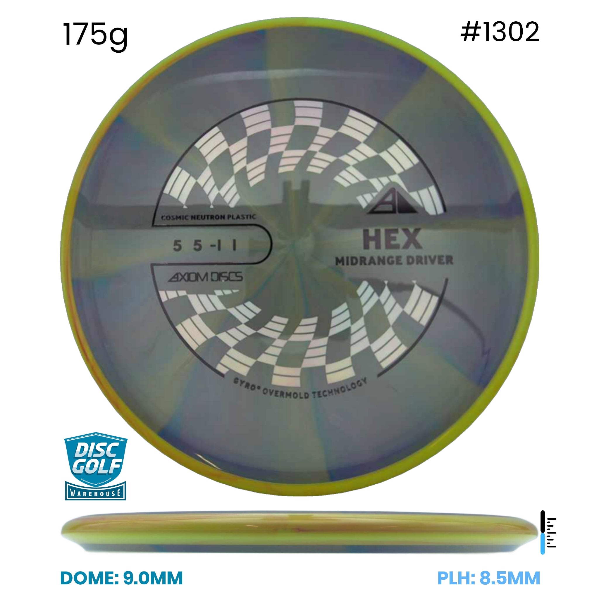 Disc Golf Warehouse Axiom Hex - Cosmic Neutron Plastic Purple/Silver, Black 175g