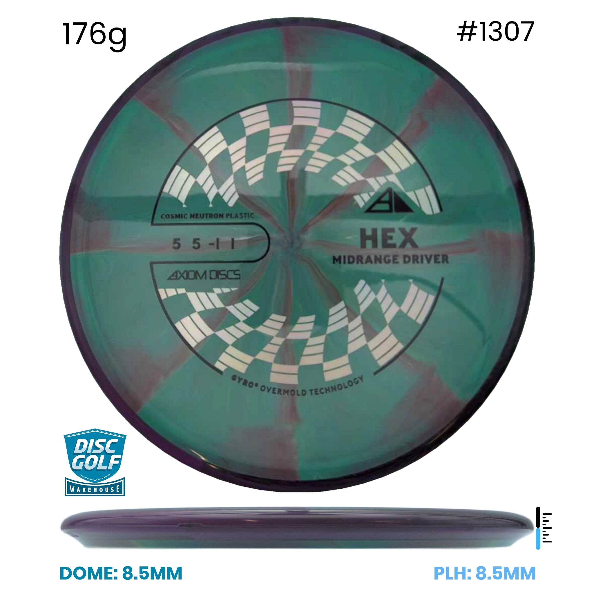 Disc Golf Warehouse Axiom Hex - Cosmic Neutron Plastic Teal/Silver, Black 176g