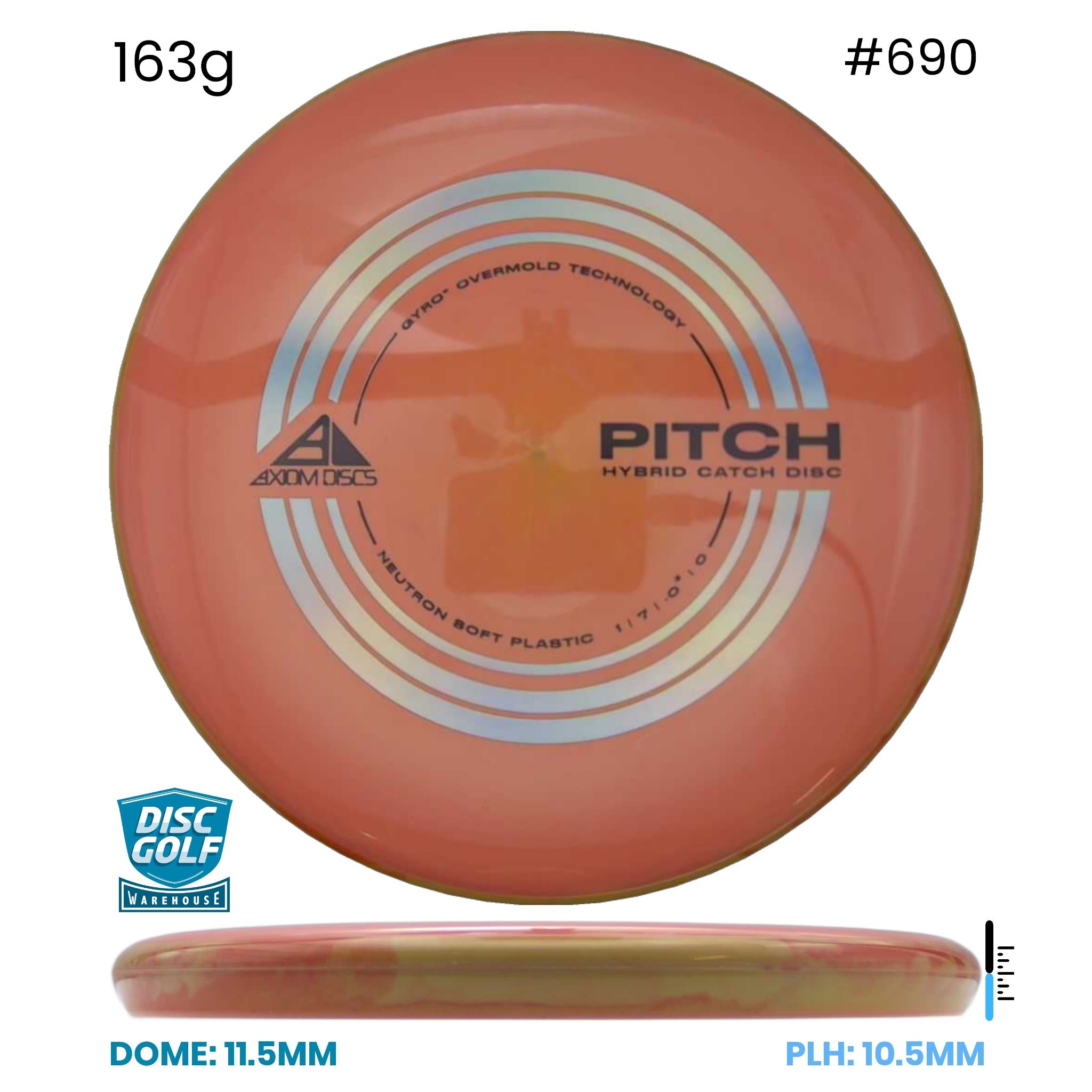 Disc Golf Warehouse Axiom Pitch - Neutron Soft Plastic Orange/Black, Rainbow Holo 163g