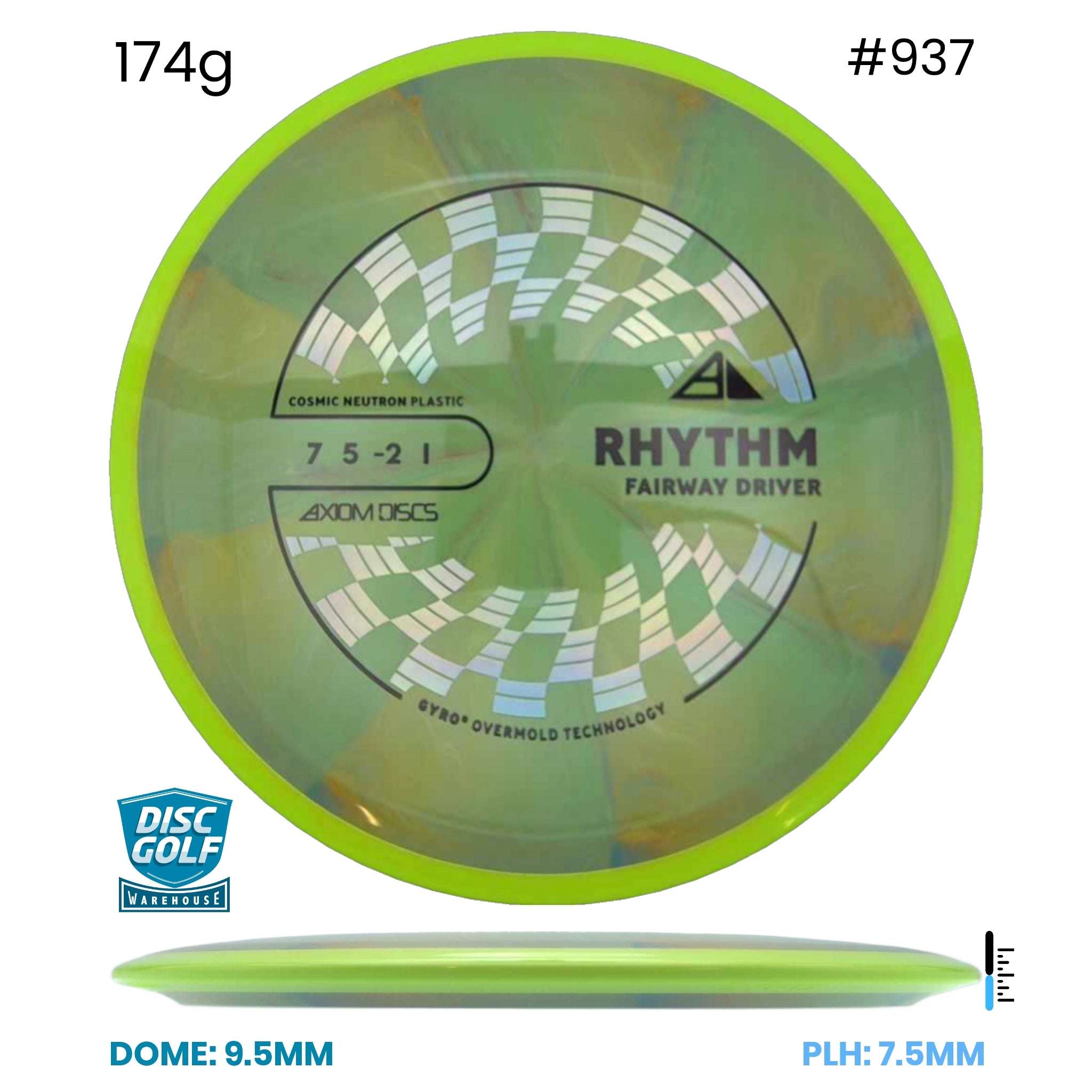 Disc Golf Warehouse Axiom Rhythm - Cosmic Neutron Plastic Green/Silver, Black 174g