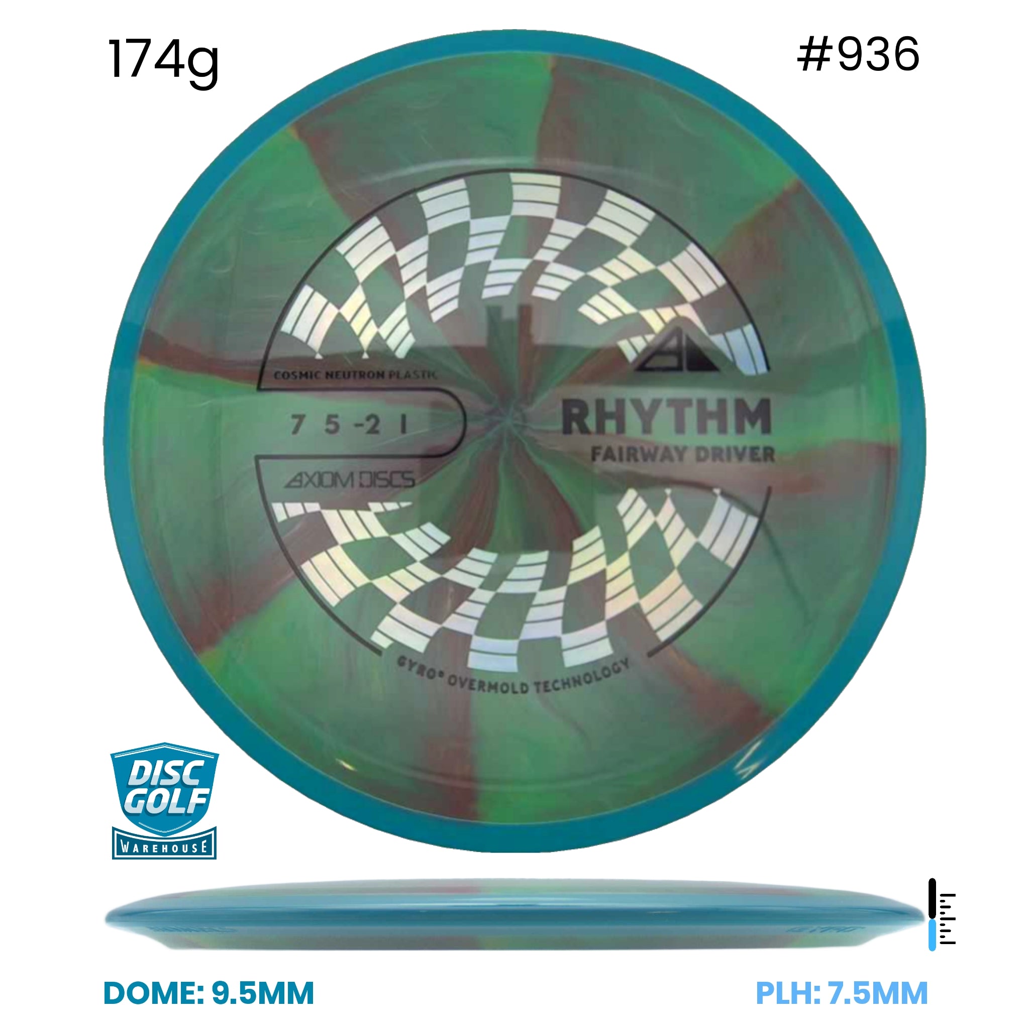 Disc Golf Warehouse Axiom Rhythm - Cosmic Neutron Plastic Green/Silver, Black 174g