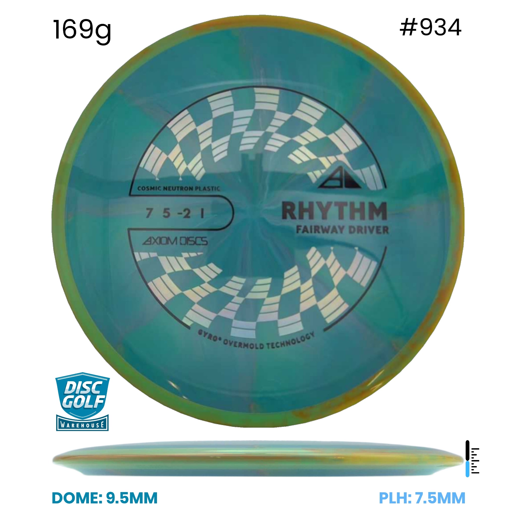 Disc Golf Warehouse Axiom Rhythm - Cosmic Neutron Plastic Teal/Black, Silver 169g