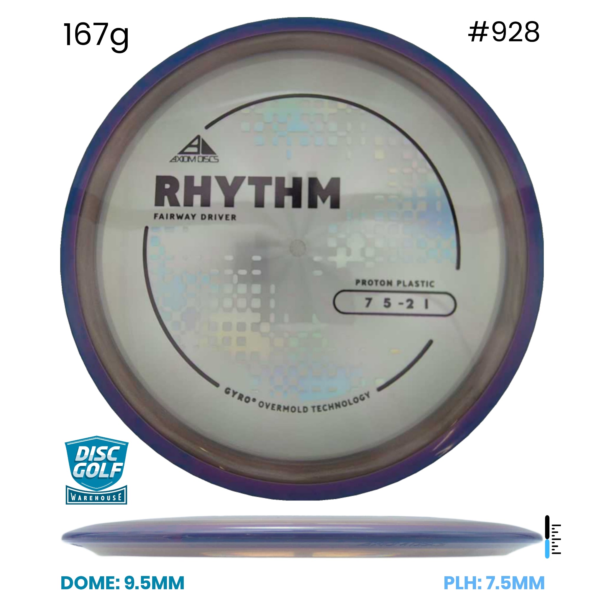 Disc Golf Warehouse Axiom Rhythm - Proton Plastic Clear/Holographic, Black 167g