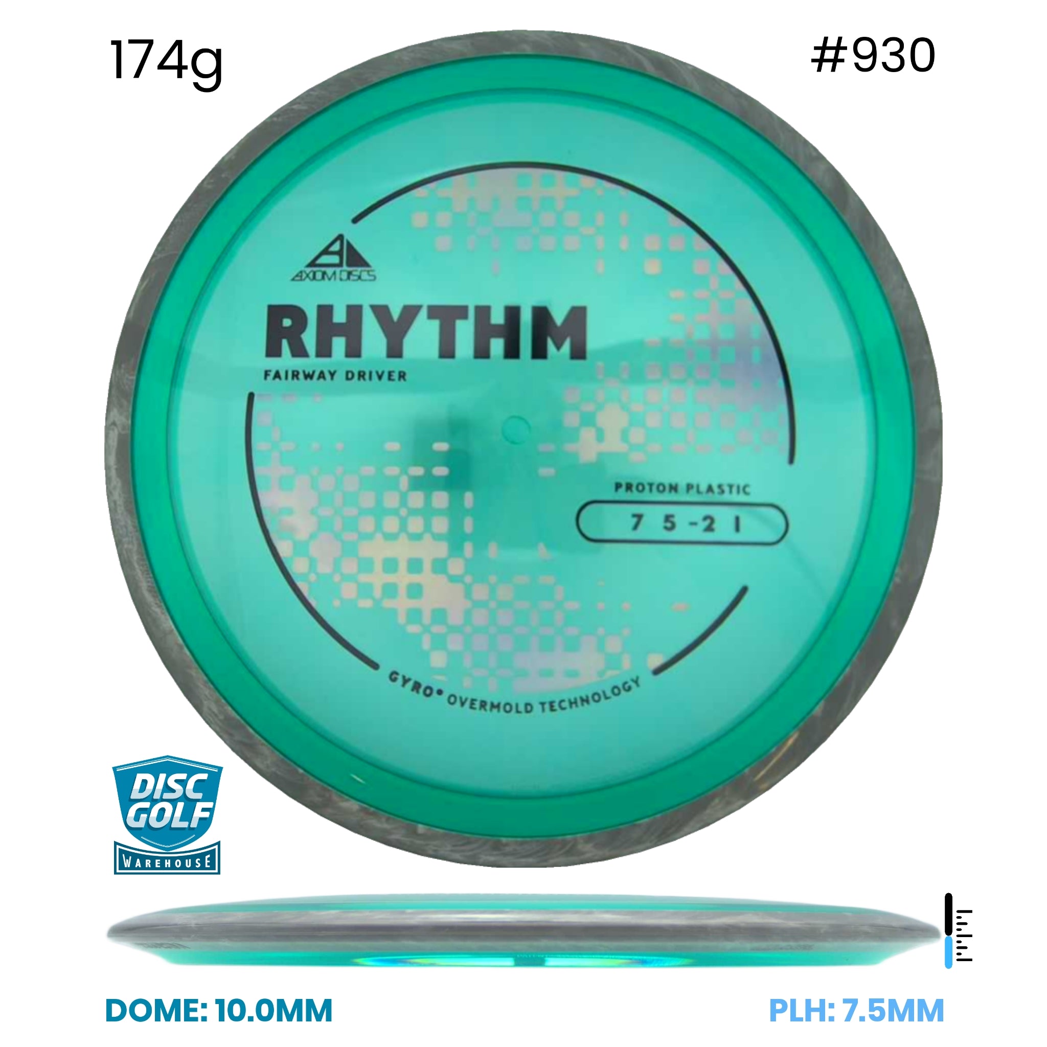 Disc Golf Warehouse Axiom Rhythm - Proton Plastic Turquoise/Silver, Black 174g