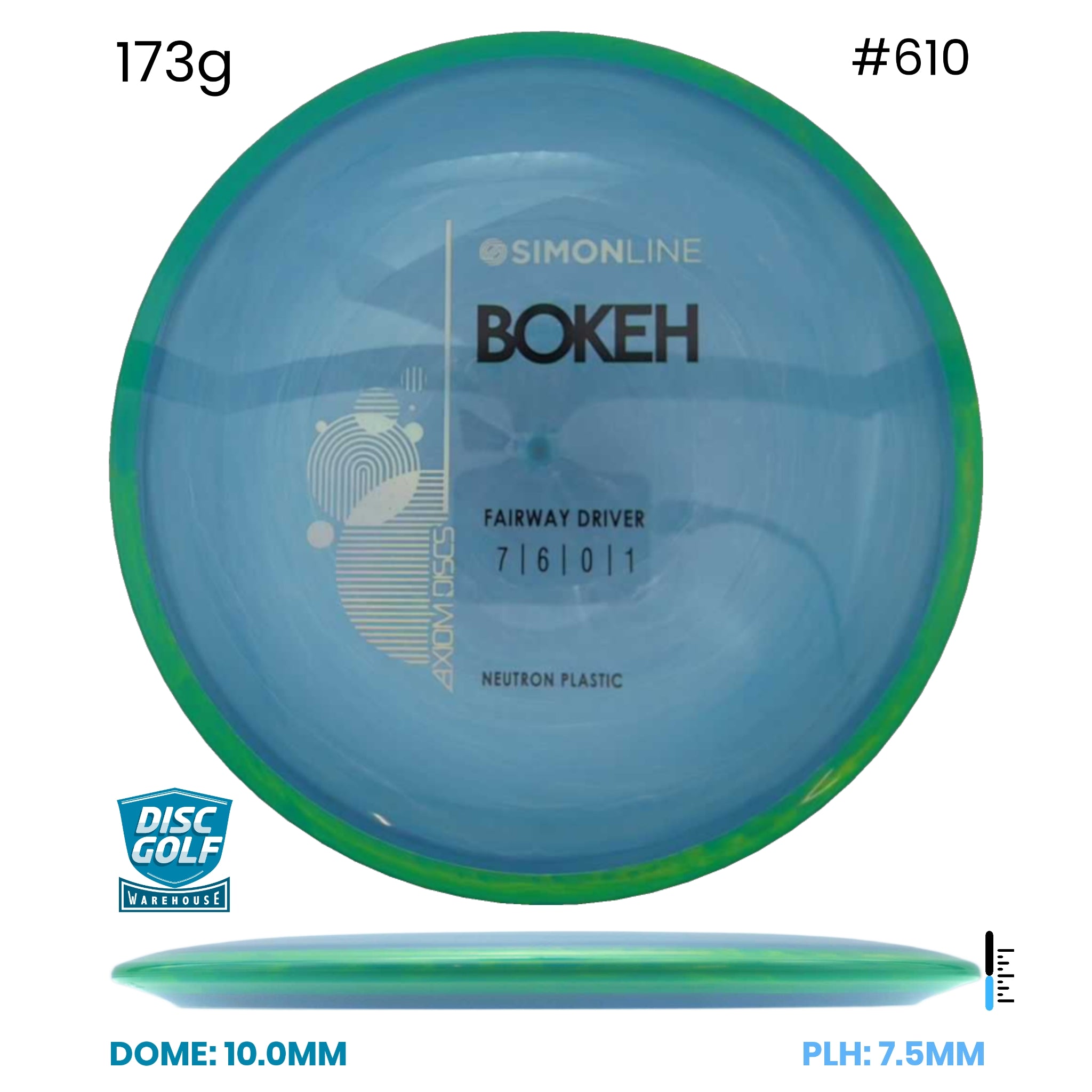 Disc Golf Warehouse Axiom Simon Line Bokeh - Neutron Plastic Blue/Black, Silver 173g