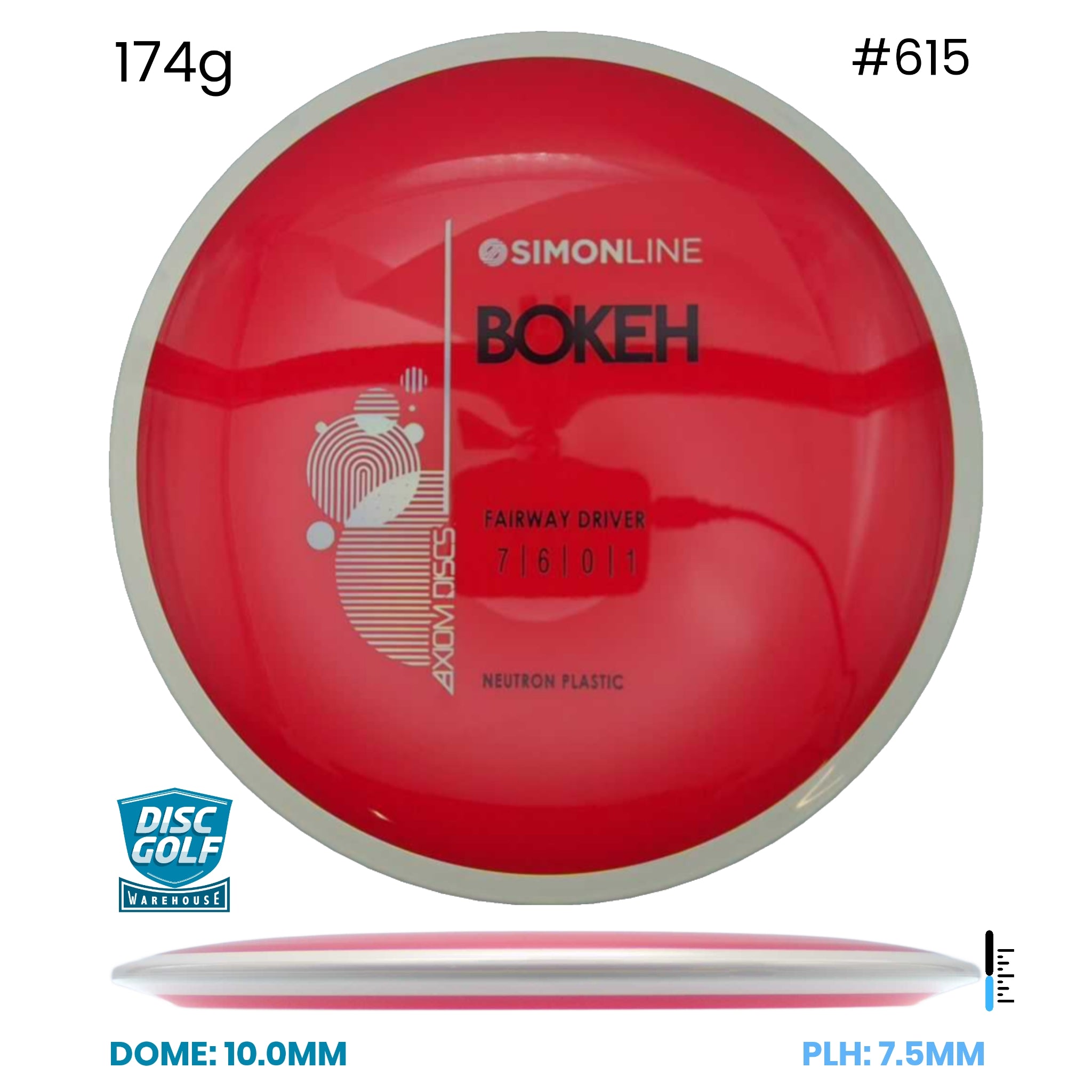 Disc Golf Warehouse Axiom Simon Line Bokeh - Neutron Plastic Red/Silver, Black 174g