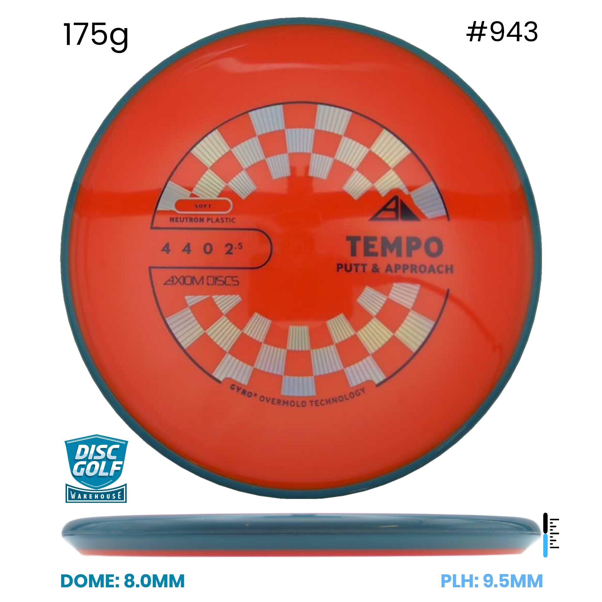Disc Golf Warehouse Axiom Tempo - Neutron Soft Plastic Orange/Black, Silver, Gold 175g