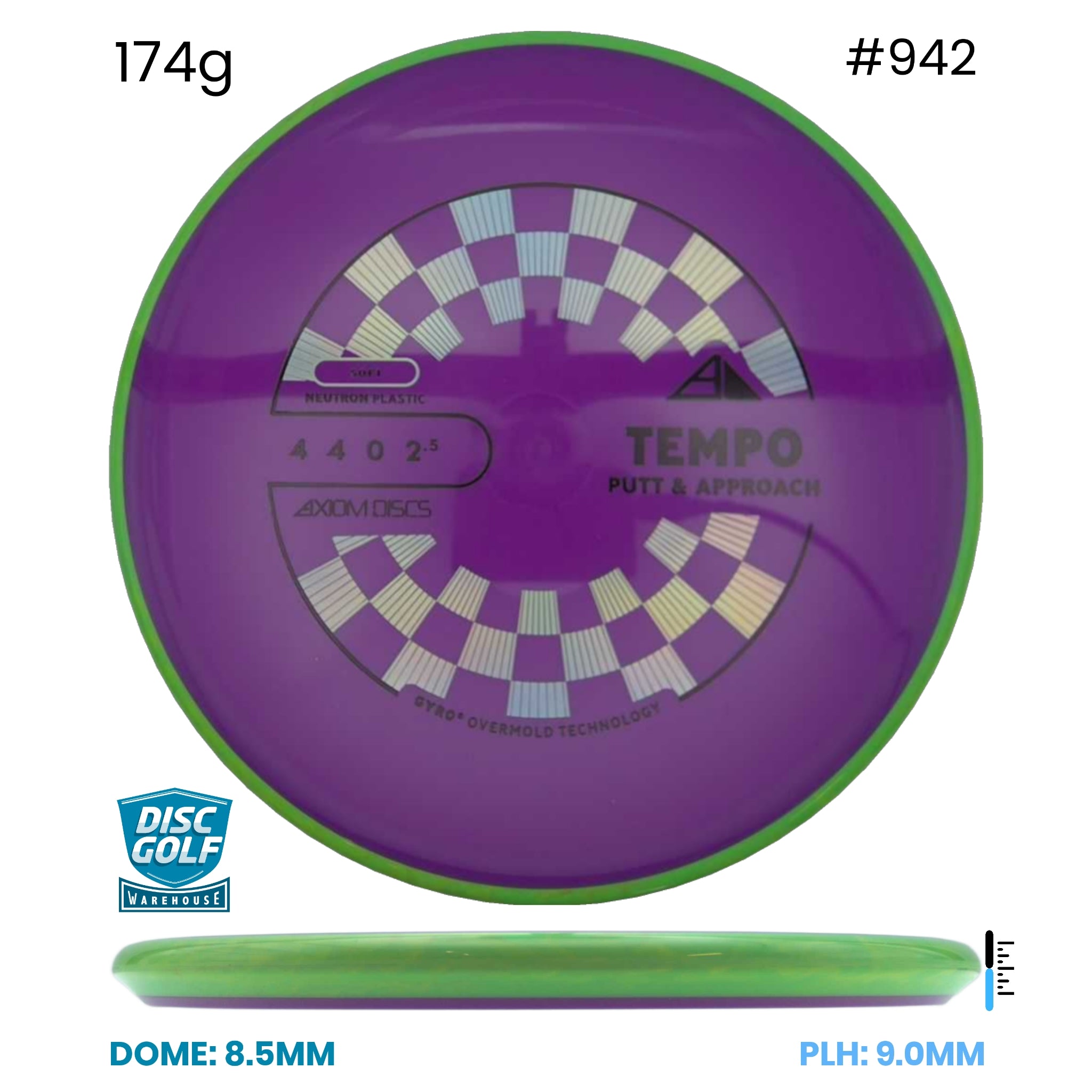 Disc Golf Warehouse Axiom Tempo - Neutron Soft Plastic Purple/Silver, Black 174g