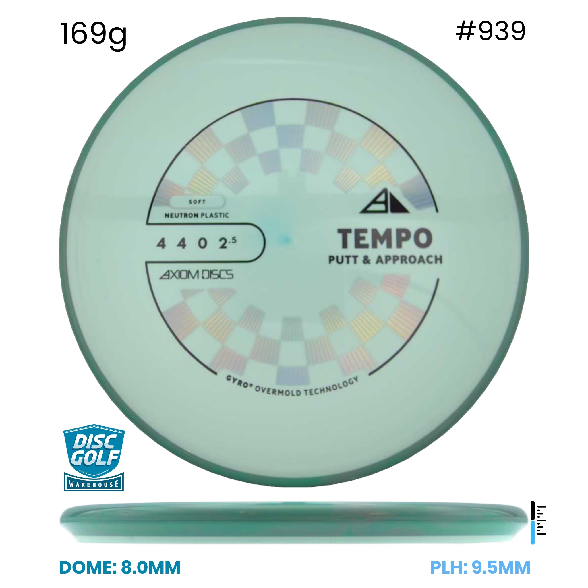 Disc Golf Warehouse Axiom Tempo - Neutron Soft Plastic White/Rainbow Holo, Black 169g