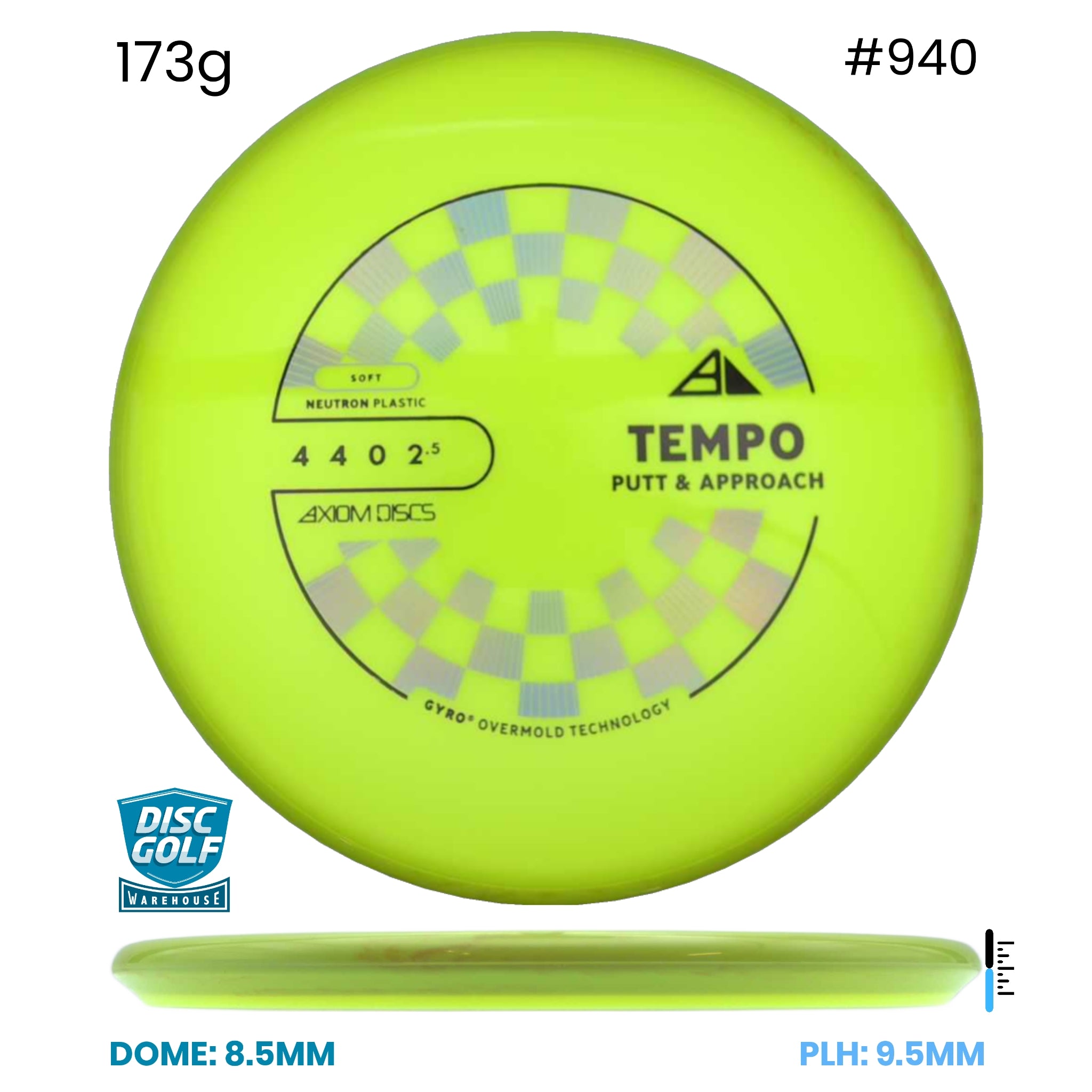 Disc Golf Warehouse Axiom Tempo - Neutron Soft Plastic Yellow/Black, Silver 173g