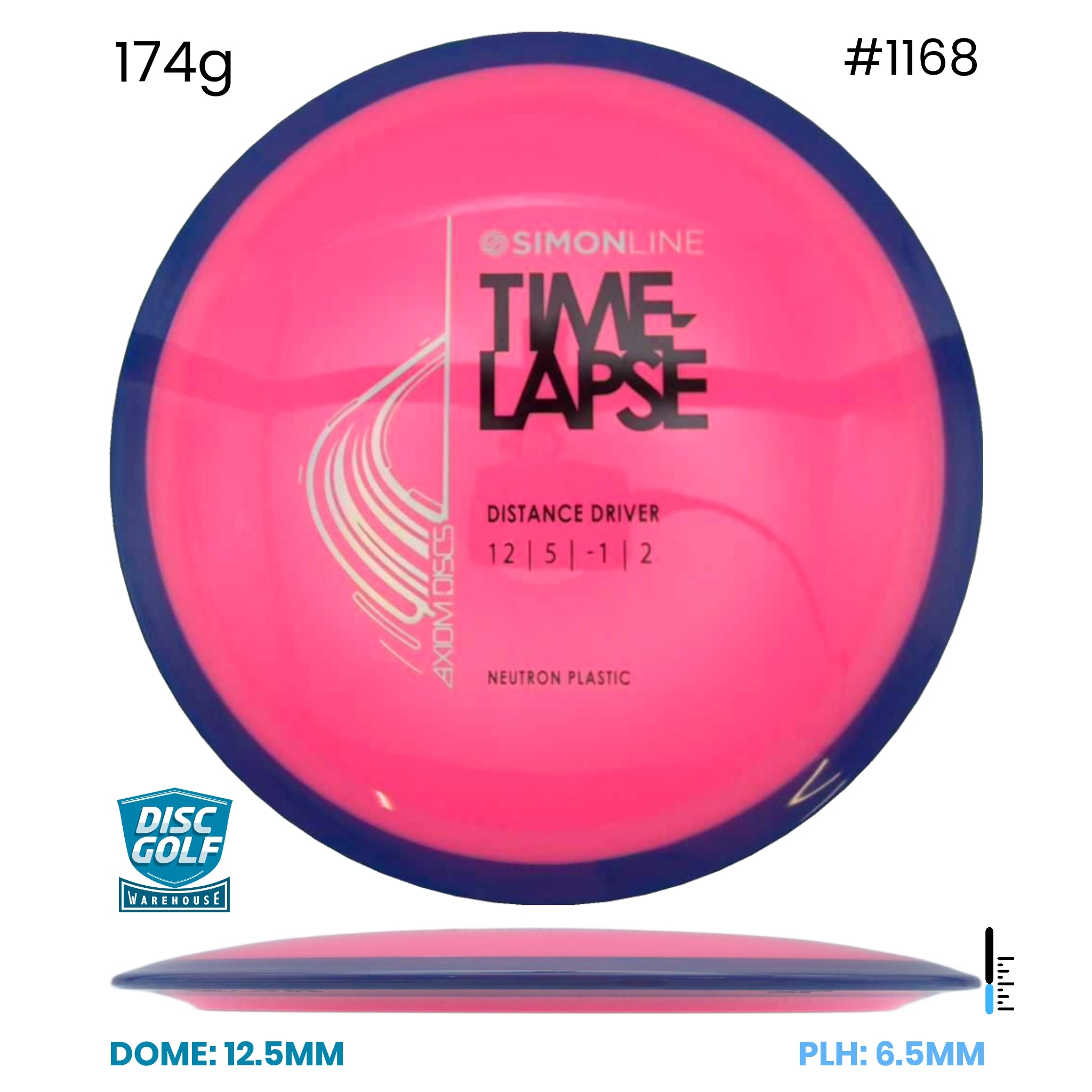 Disc Golf Warehouse Axiom Time-Lapse (retooled) - Neutron Plastic - Simon Line Special Edition Pink/Black, Silver 174g