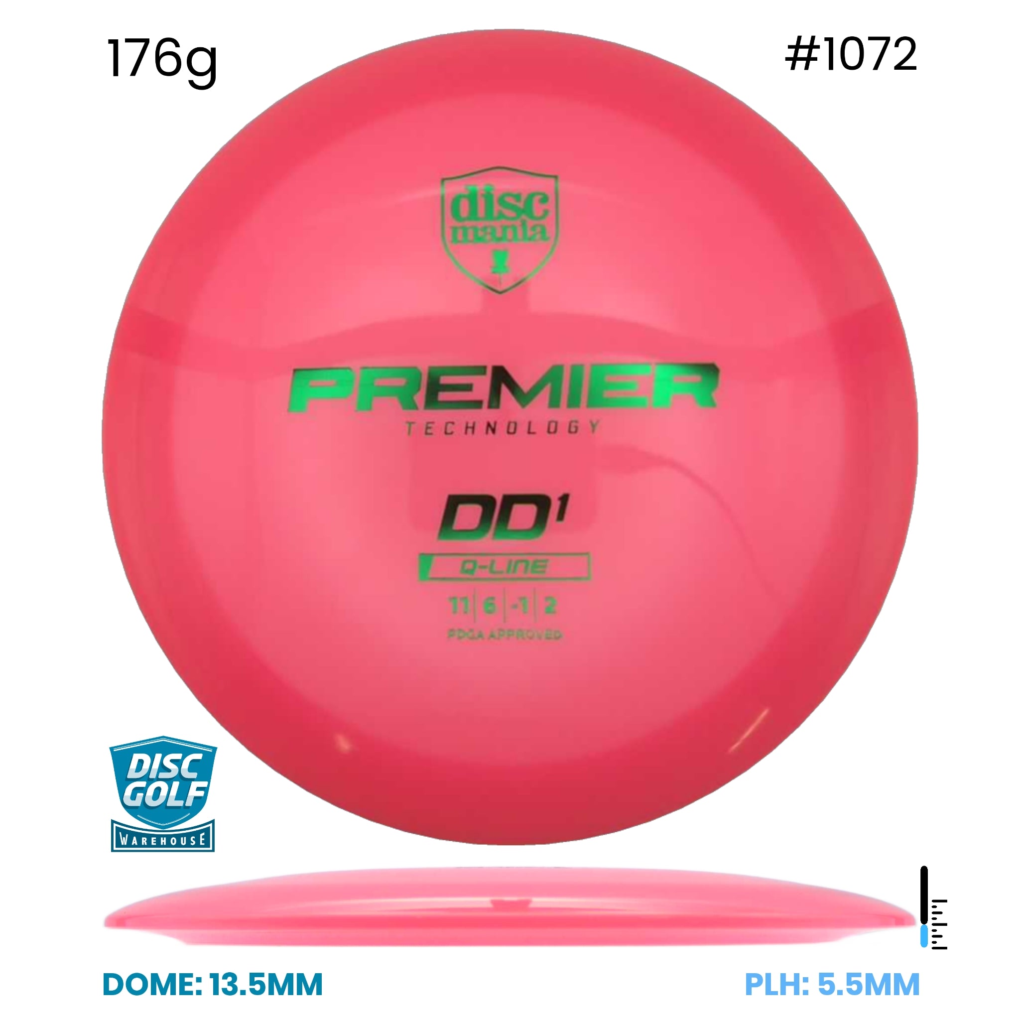 Disc Golf Warehouse Discmania DD1 - Premier Q-Line Plastic Pink/Green Metallic 176g
