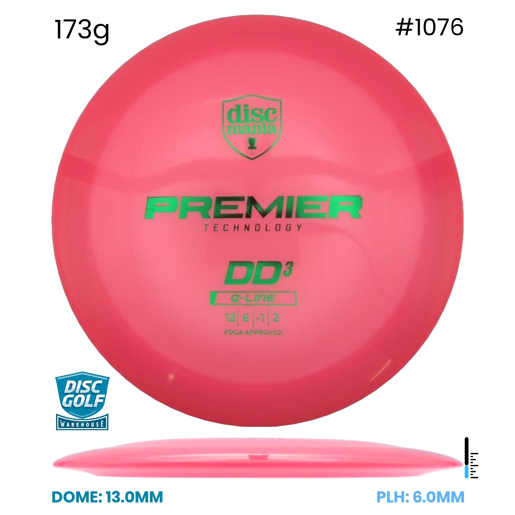Disc Golf Warehouse Discmania DD3 - Premier Q-Line Plastic Pink/Green Metallic 173g
