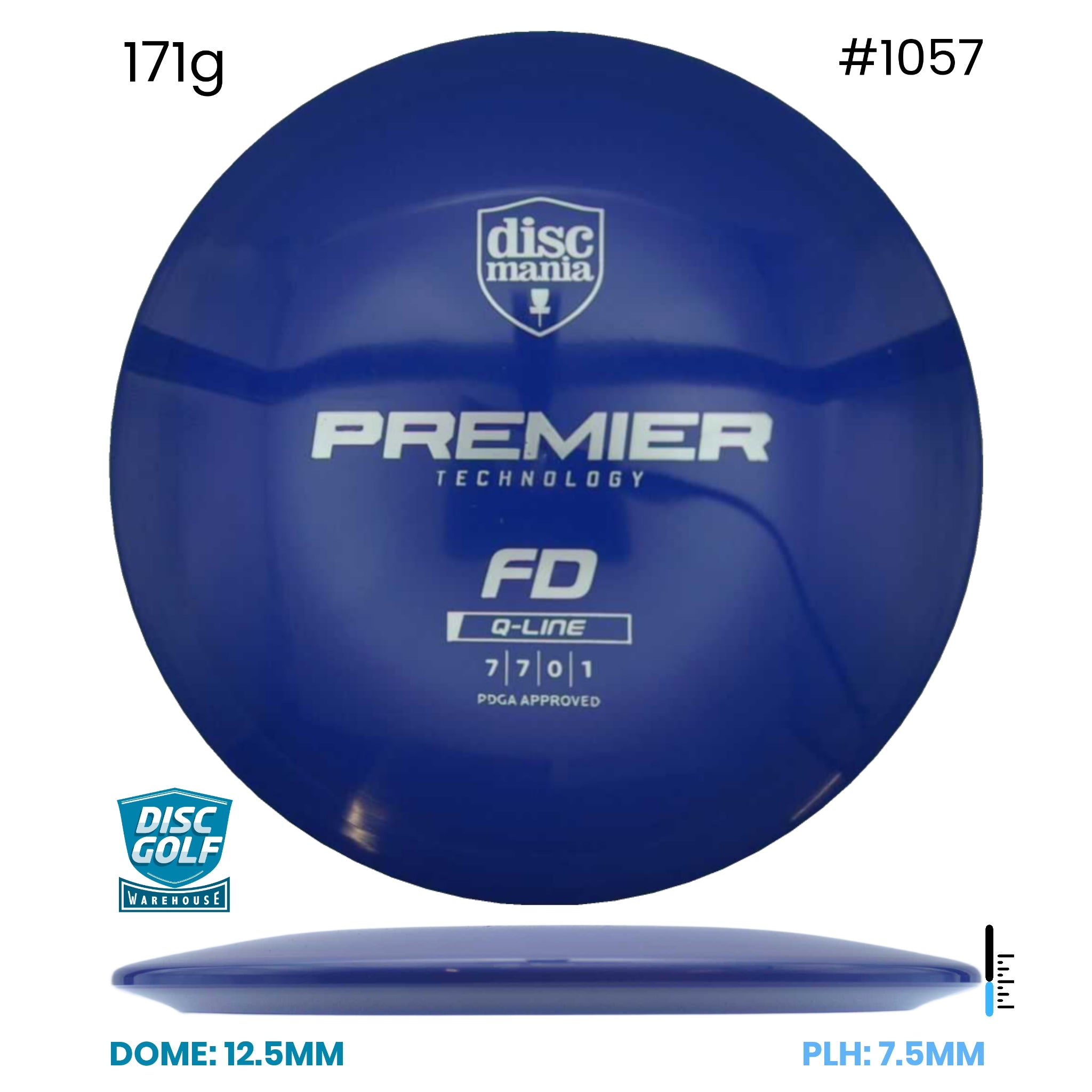 Disc Golf Warehouse Discmania FD - Premier Q-line Plastic Blue/Silver 171g