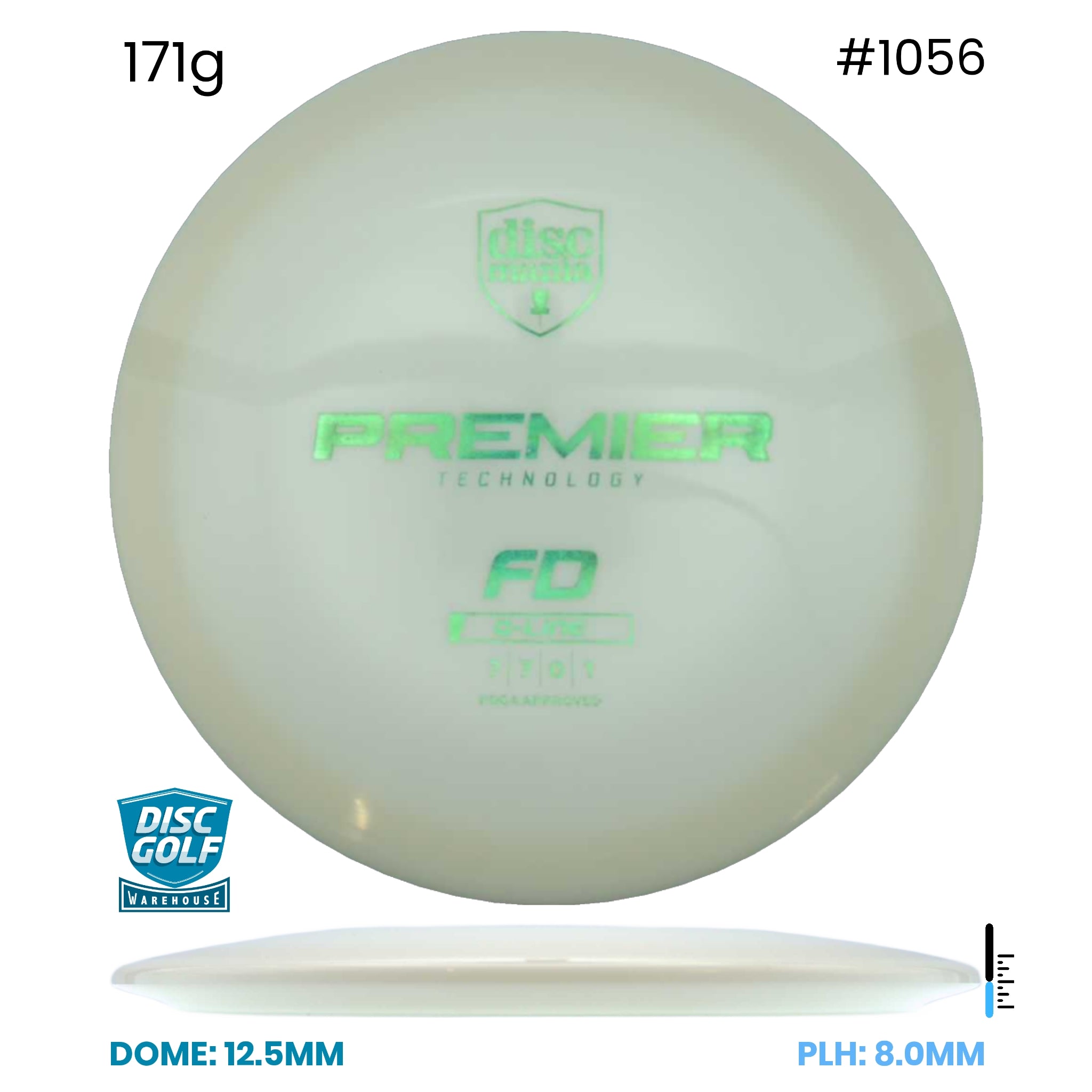 Disc Golf Warehouse Discmania FD - Premier Q-line Plastic Glow/Green Metallic 171g