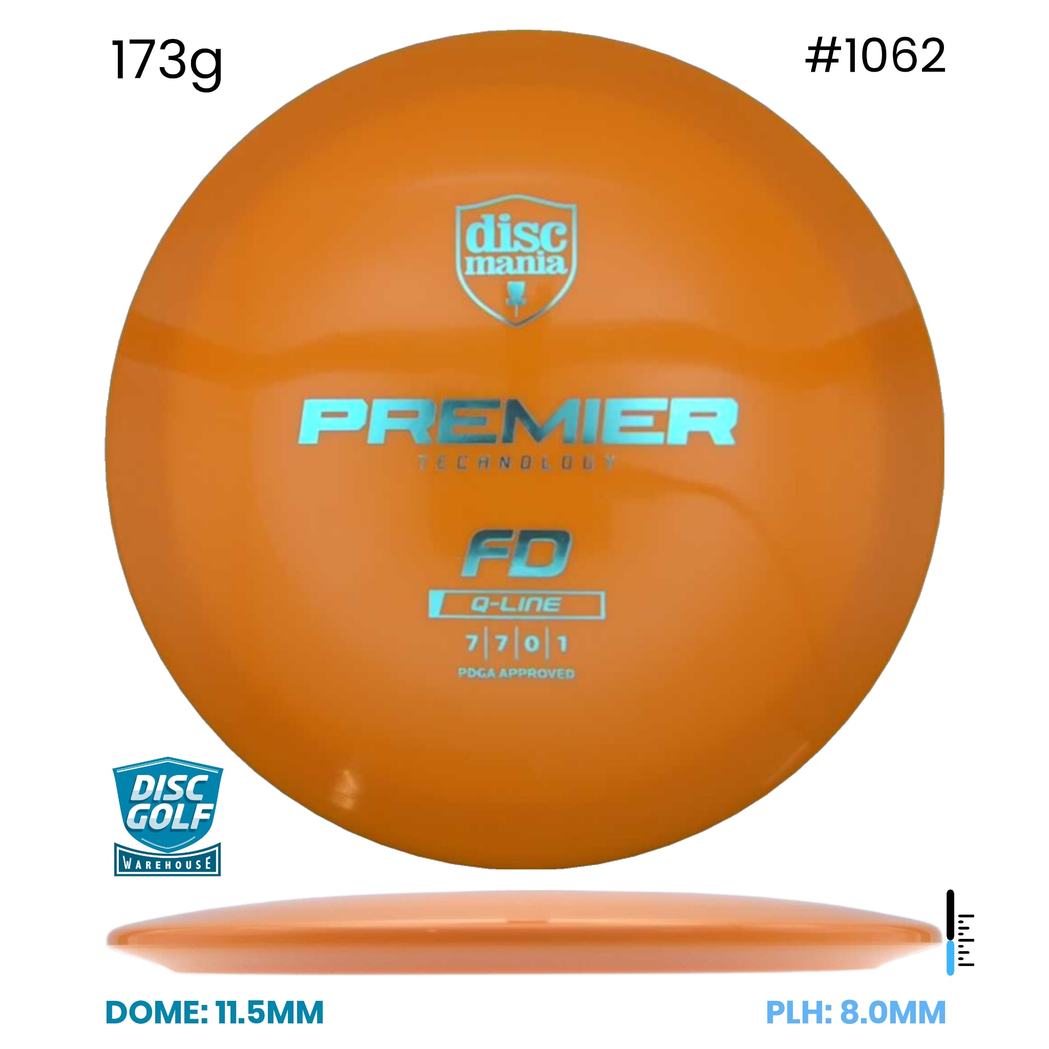 Disc Golf Warehouse Discmania FD - Premier Q-line Plastic Orange/Purple Metallic 173g