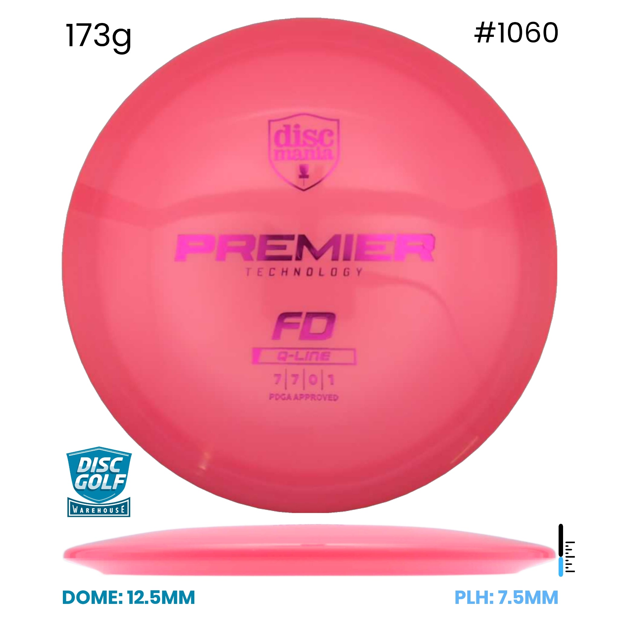 Disc Golf Warehouse Discmania FD - Premier Q-line Plastic Pink/Purple Metallic 173g