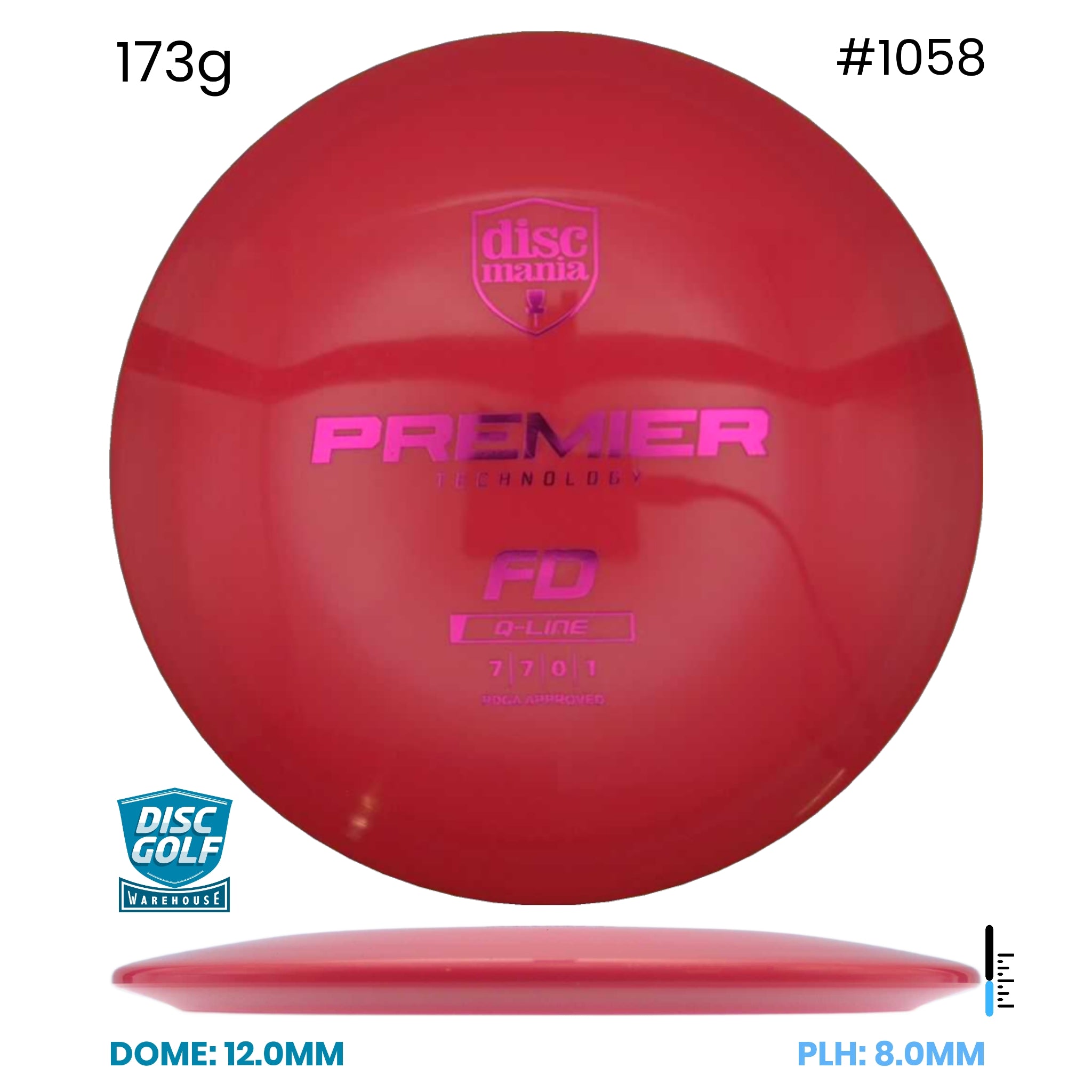 Disc Golf Warehouse Discmania FD - Premier Q-line Plastic Red/Purple Metallic 173g