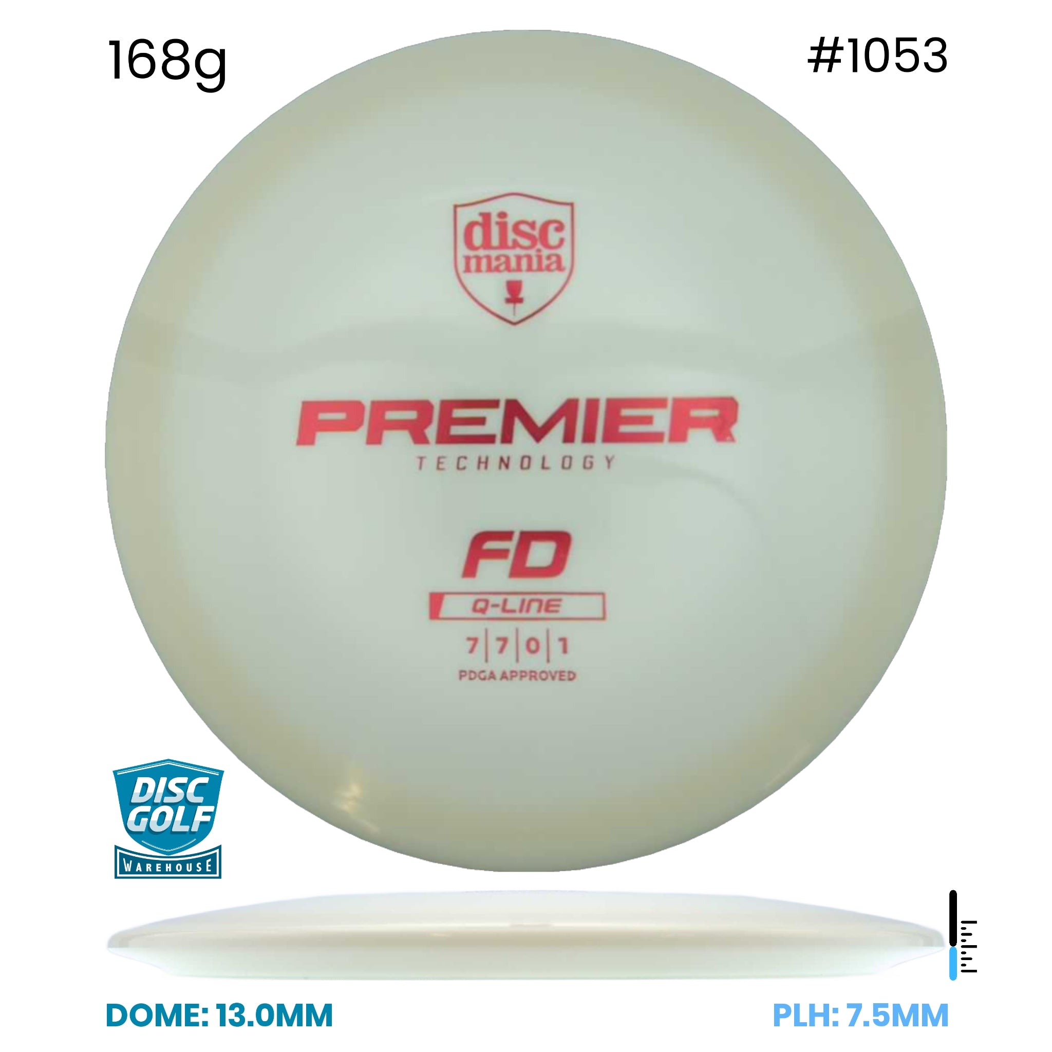 Disc Golf Warehouse Discmania FD - Premier Q-line Plastic White/Red Metallic 168g
