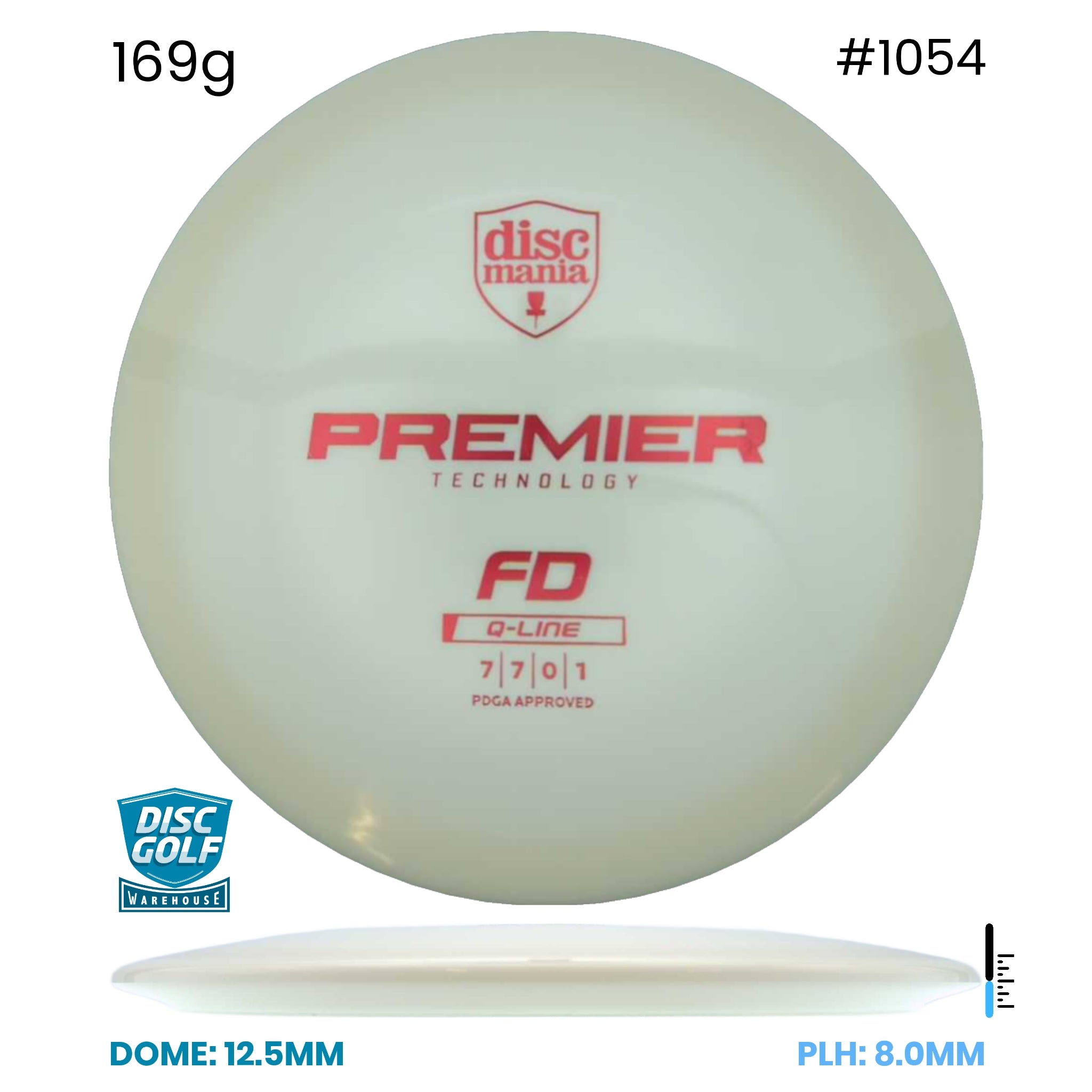 Disc Golf Warehouse Discmania FD - Premier Q-line Plastic White/Red Metallic 169g