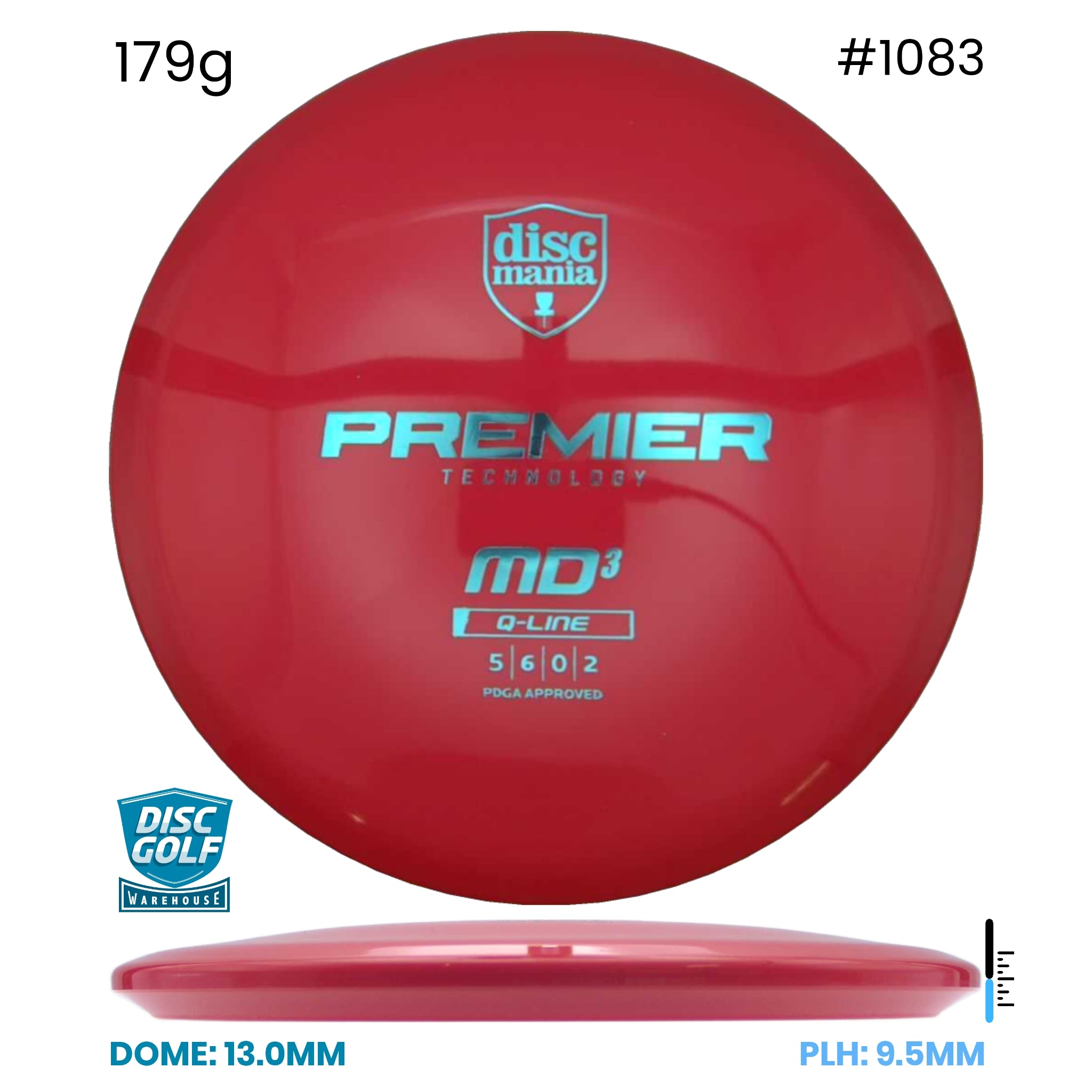Disc Golf Warehouse Discmania MD3 - Premier Q-Line Plastic Red/Blue Metallic 179g