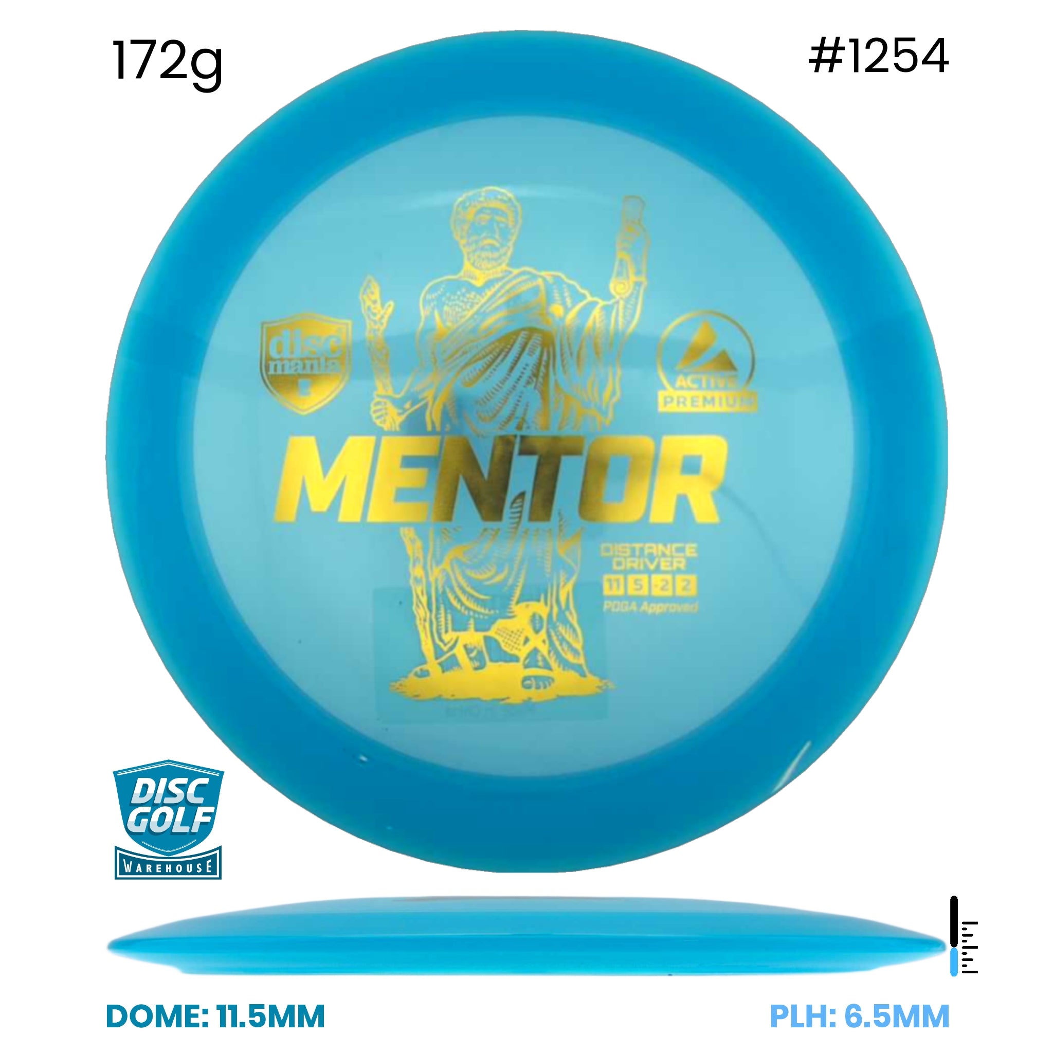 Disc Golf Warehouse Discmania Mentor - Active Premium Plastic Blue/Gold 172g