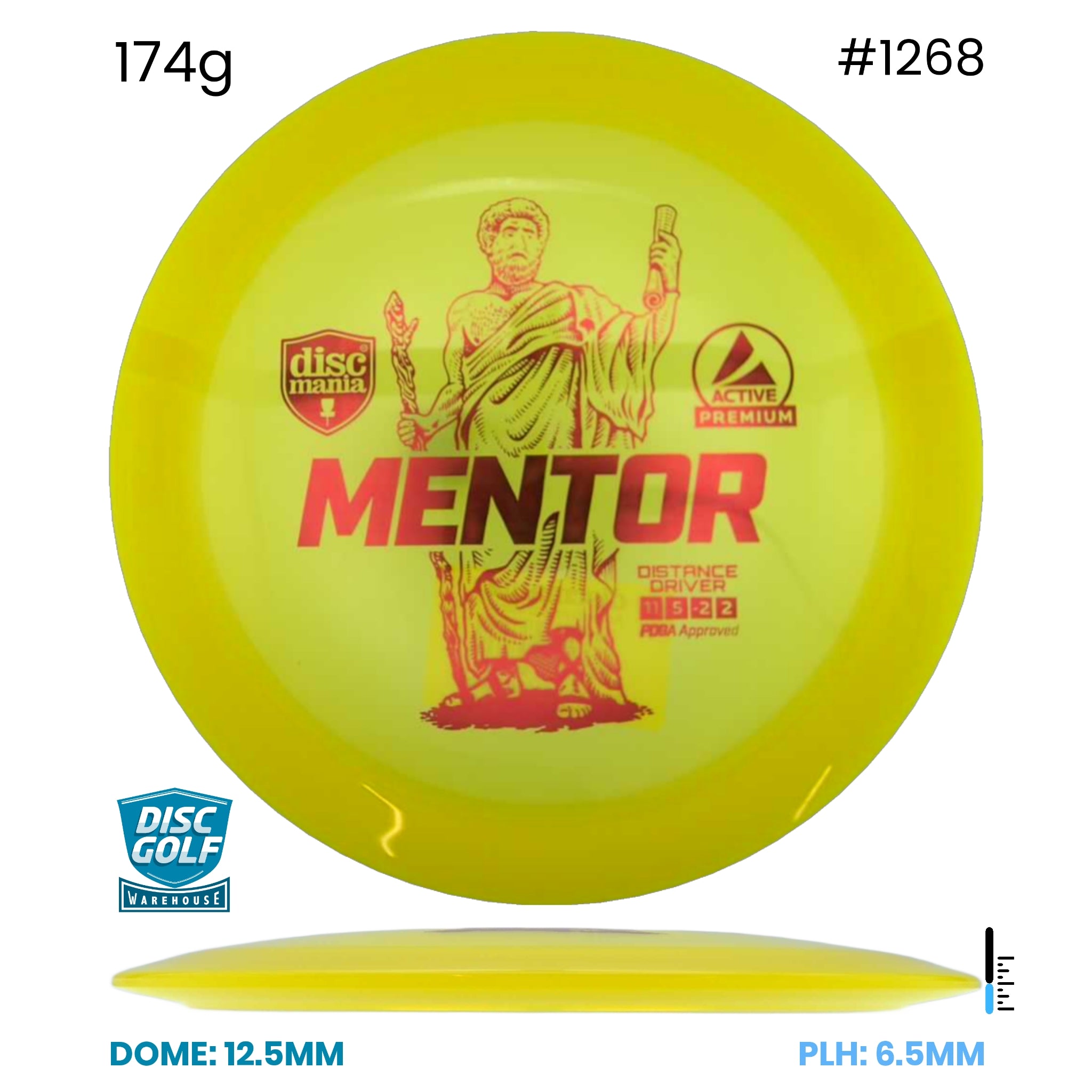 Disc Golf Warehouse Discmania Mentor - Active Premium Plastic Yellow/Red Metallic 174g