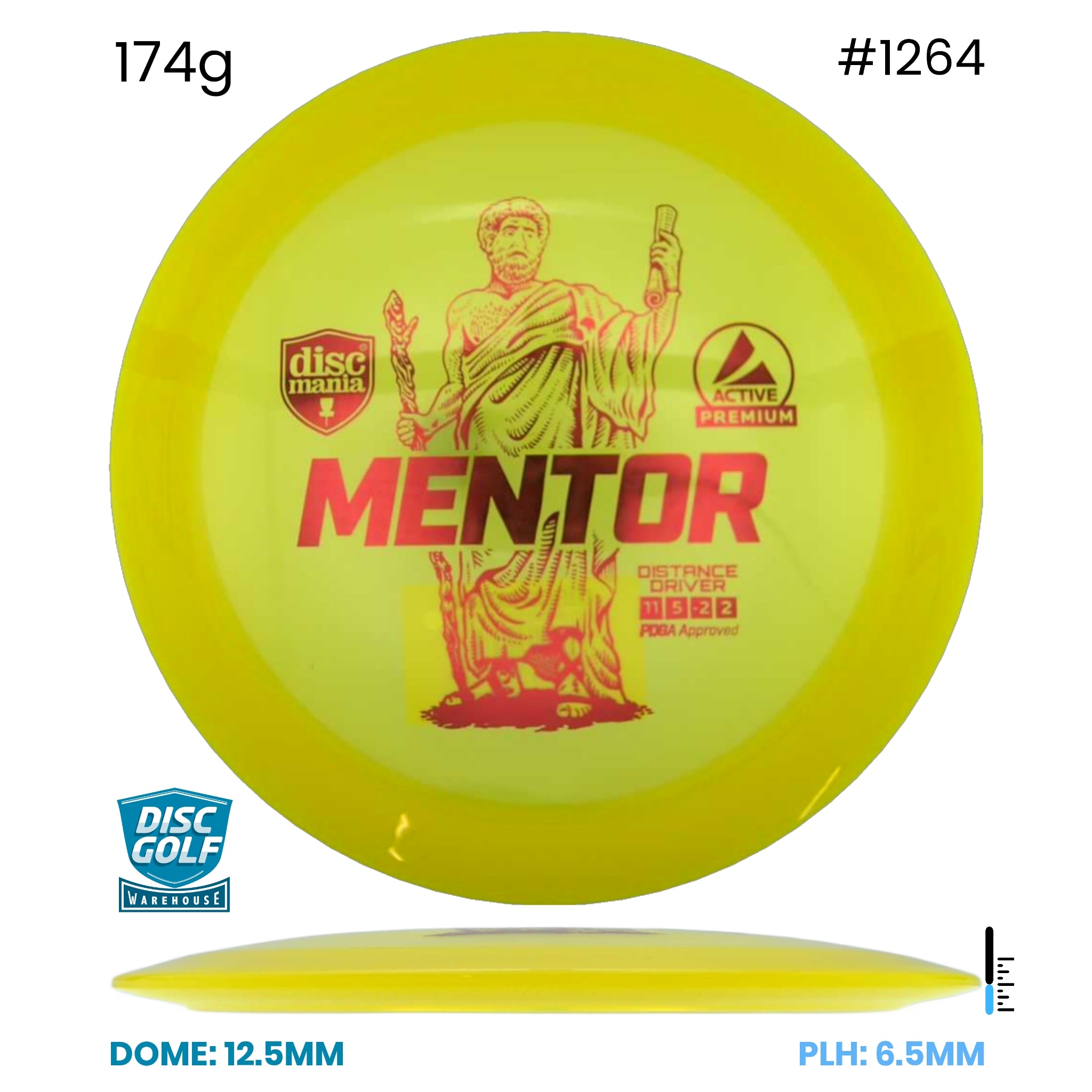 Disc Golf Warehouse Discmania Mentor - Active Premium Plastic Yellow/Red Metallic 174g