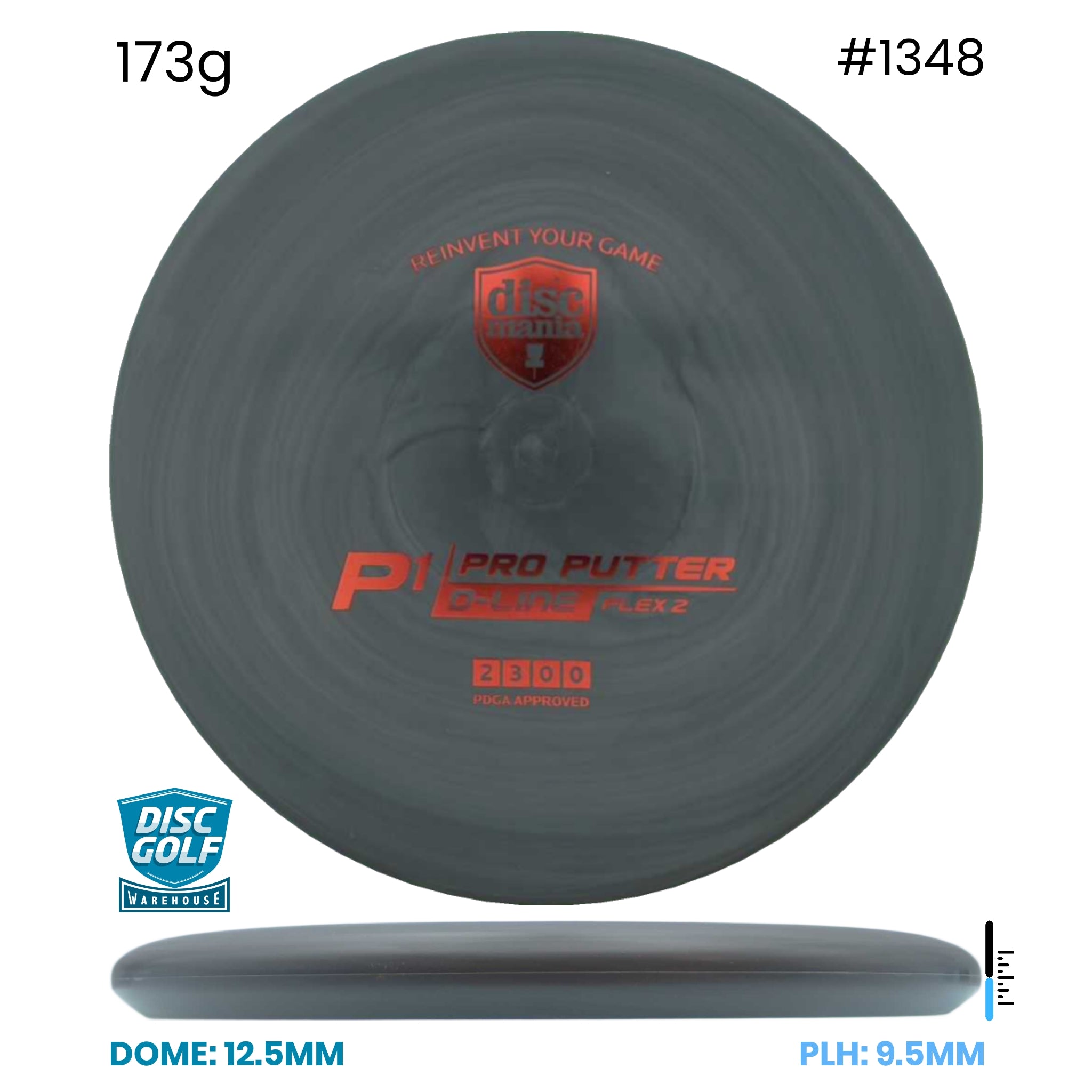 Disc Golf Warehouse Discmania P1 - D-Line Flex 2 Plastic Black/Gold 173g