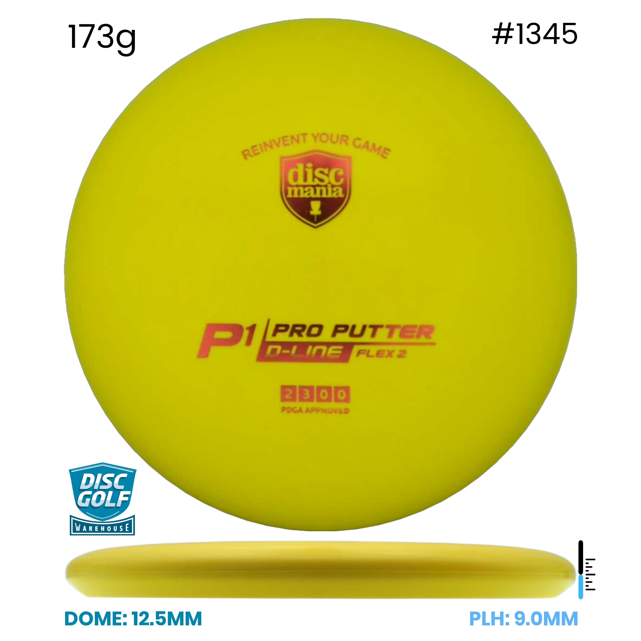 Disc Golf Warehouse Discmania P1 - D-Line Flex 2 Plastic Yellow/Red 173g