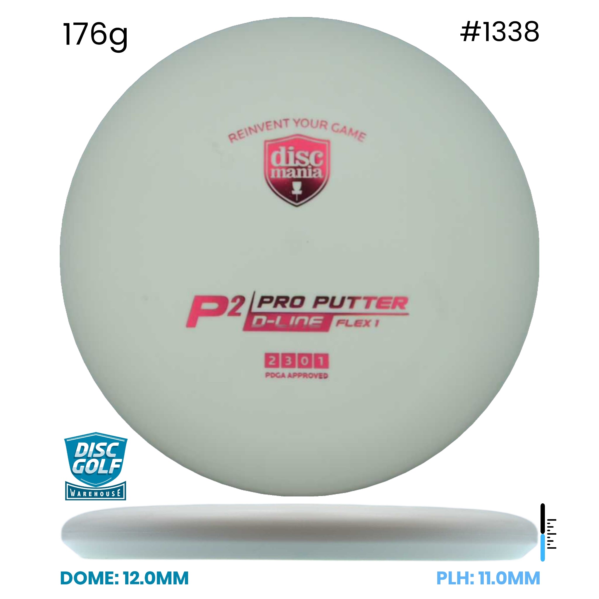 Disc Golf Warehouse Discmania P2 - D Line Flex 1 Plastic White/Red 176g