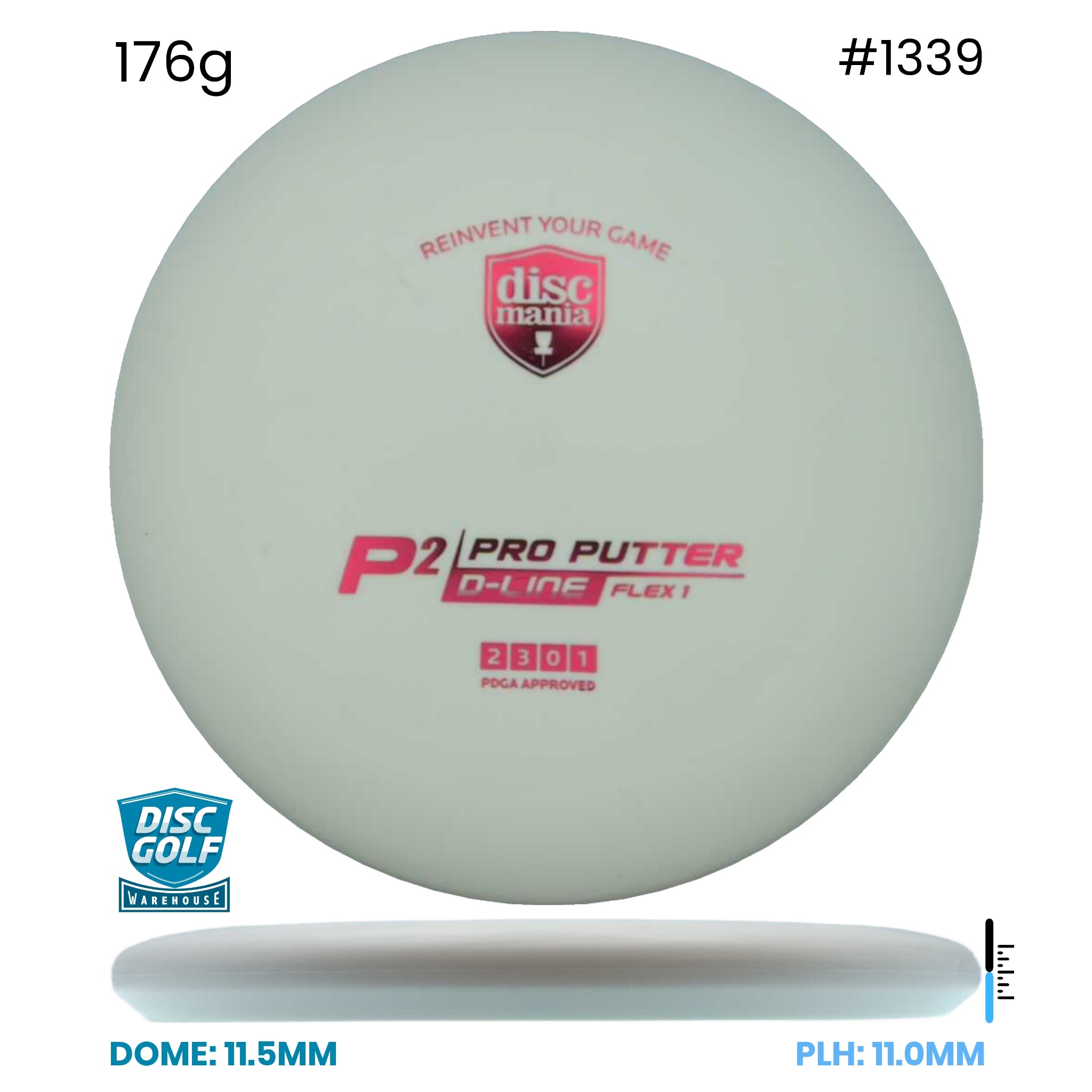 Disc Golf Warehouse Discmania P2 - D Line Flex 1 Plastic White/Red 176g