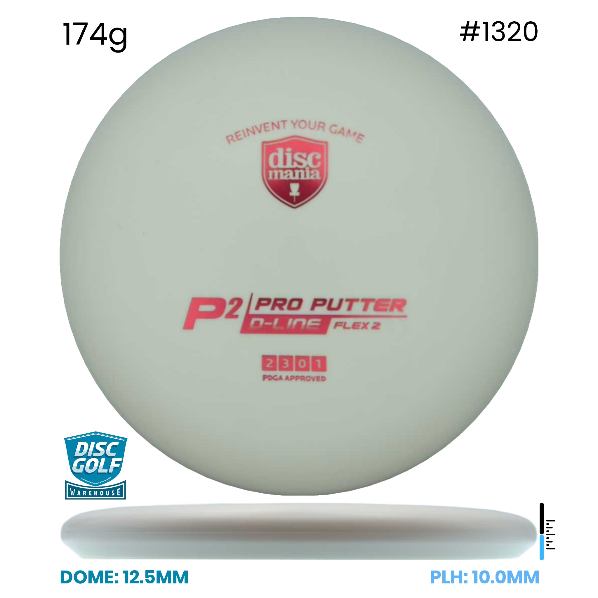 Disc Golf Warehouse Discmania P2 - D-Line Flex 2 Plastic White/Red 174g