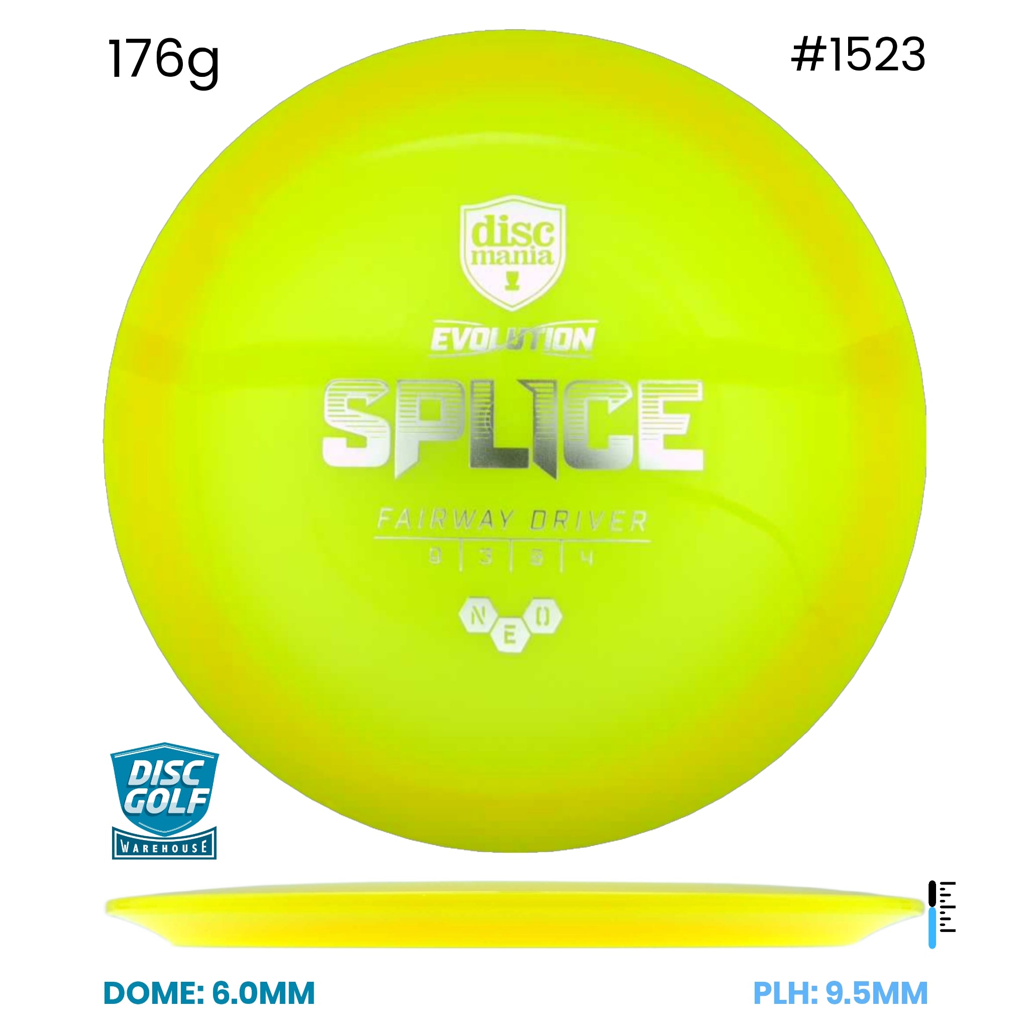 Disc Golf Warehouse Discmania Splice - Neo Plastic Yellow/Silver 176g