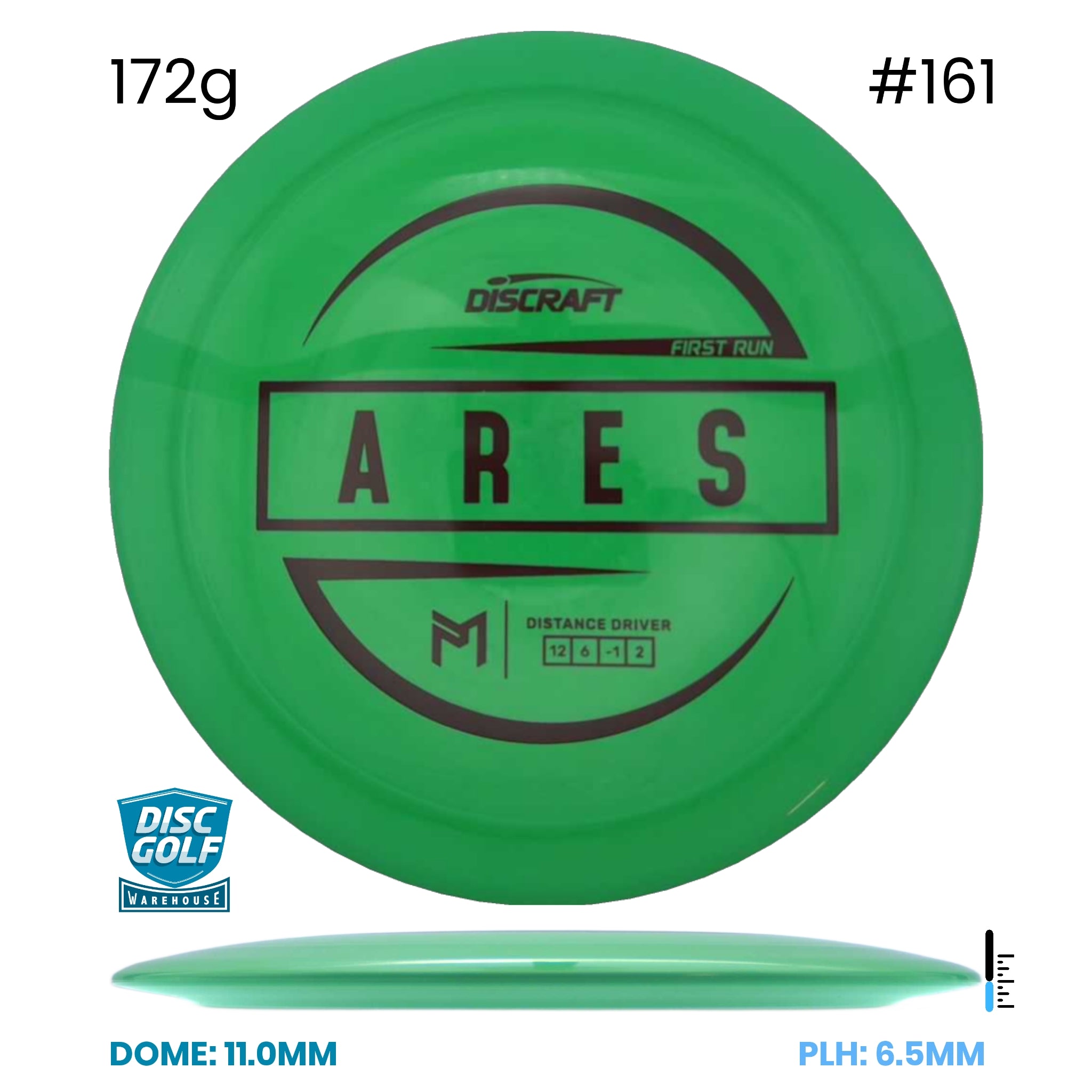 Disc Golf Warehouse Discraft Ares - Paul McBeth ESP Plastic - First Run Green/Black 172g