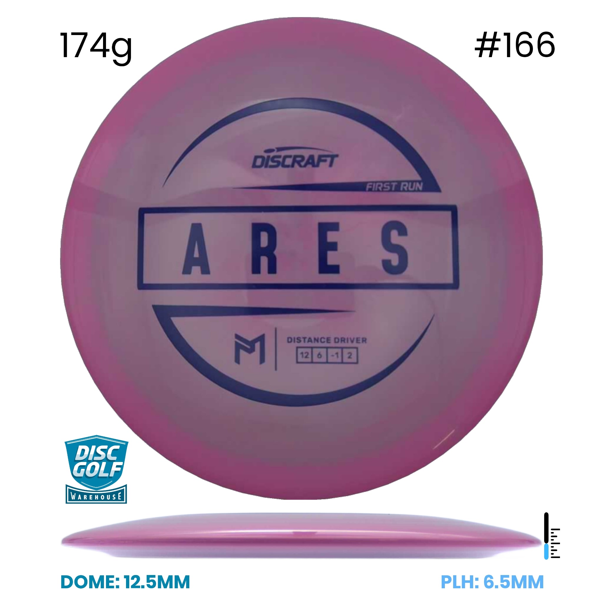 Disc Golf Warehouse Discraft Ares - Paul McBeth ESP Plastic - First Run Pink/Purple Metallic 174g