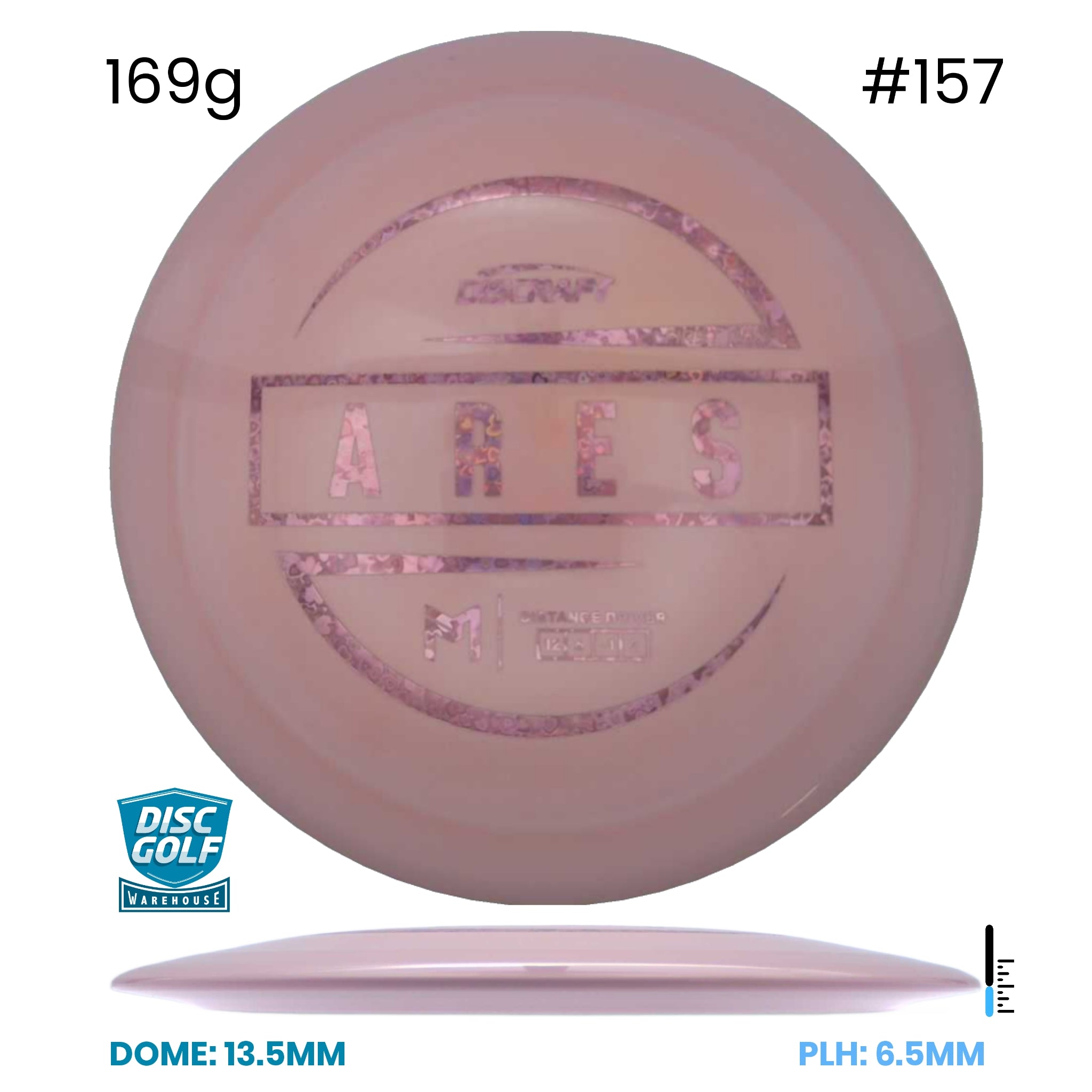 Disc Golf Warehouse Discraft Ares - Paul McBeth ESP Plastic - First Run Pink/Silver 169g