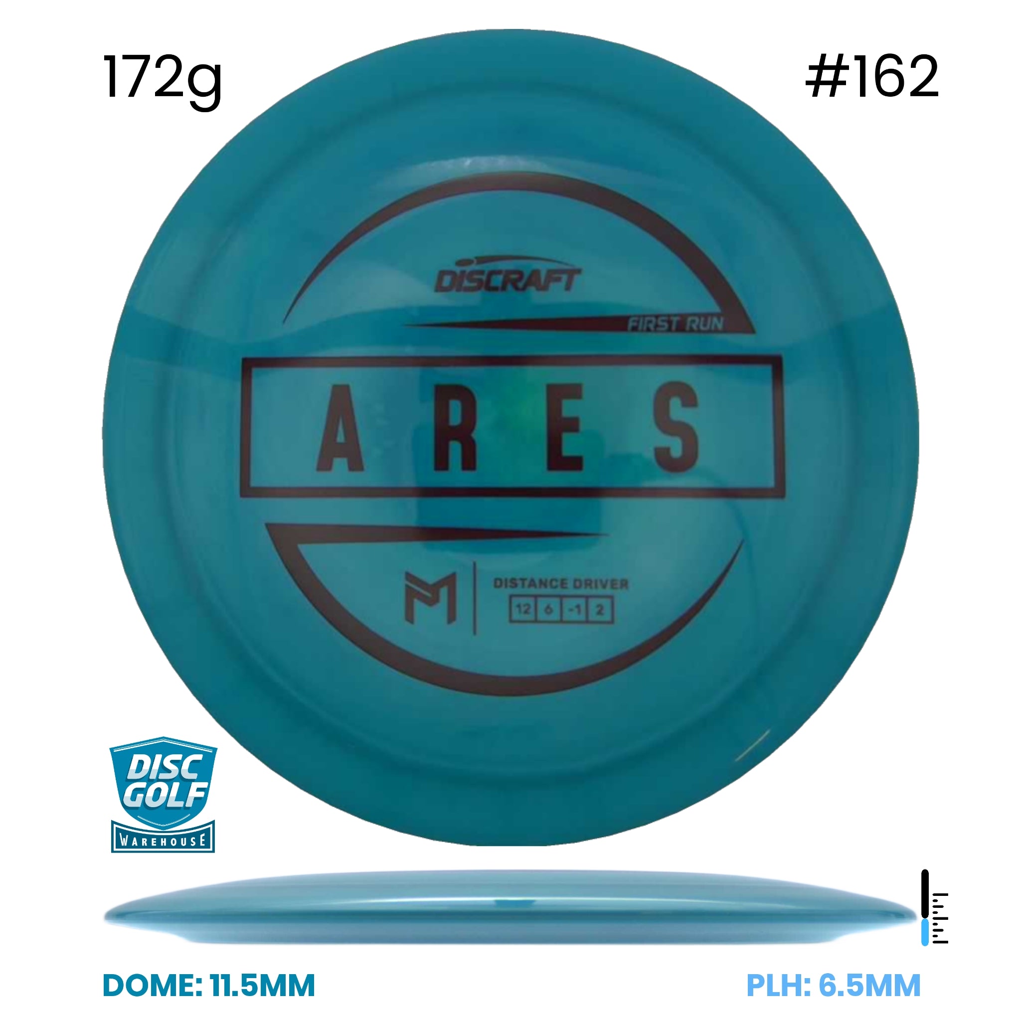 Disc Golf Warehouse Discraft Ares - Paul McBeth ESP Plastic - First Run Turquoise/Red Metallic 172g