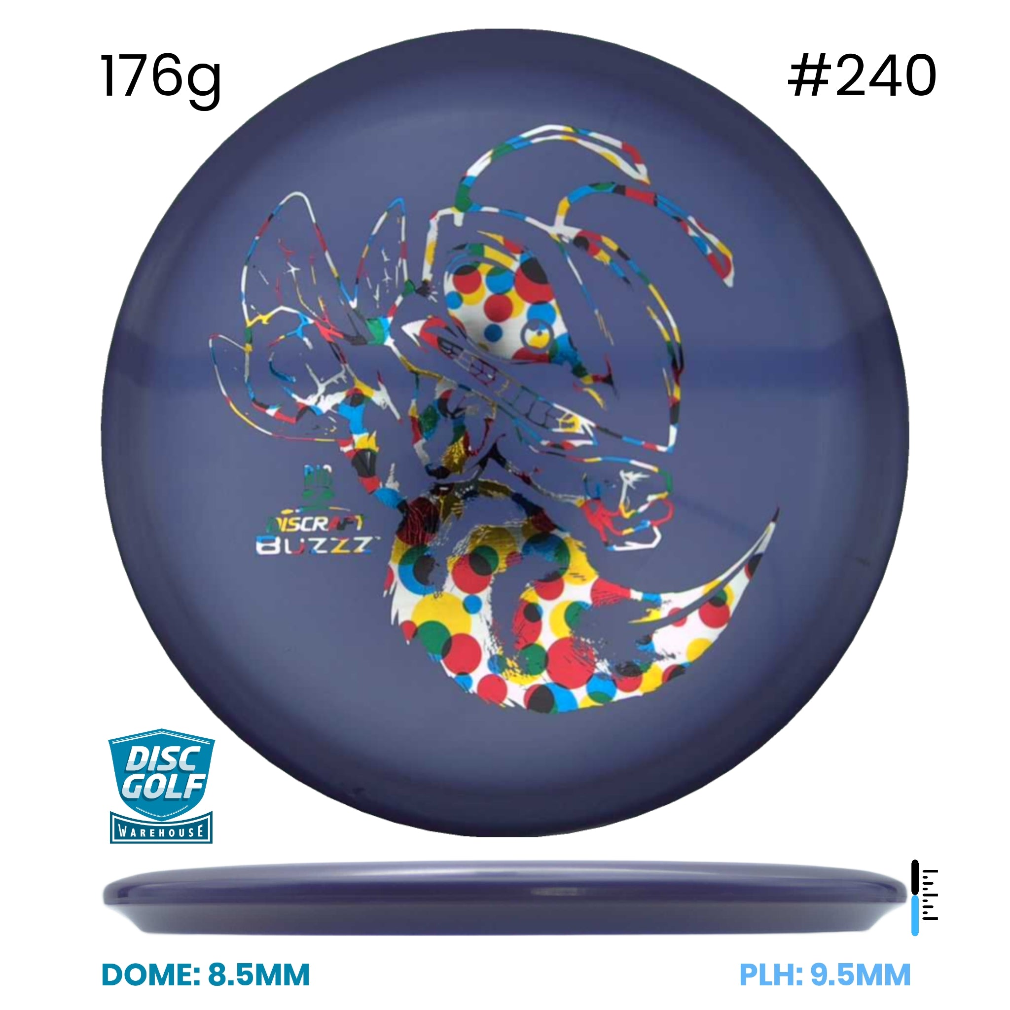 Disc Golf Warehouse Discraft Buzzz - Big Z Plastic Purple/#240/Multicolor 176g