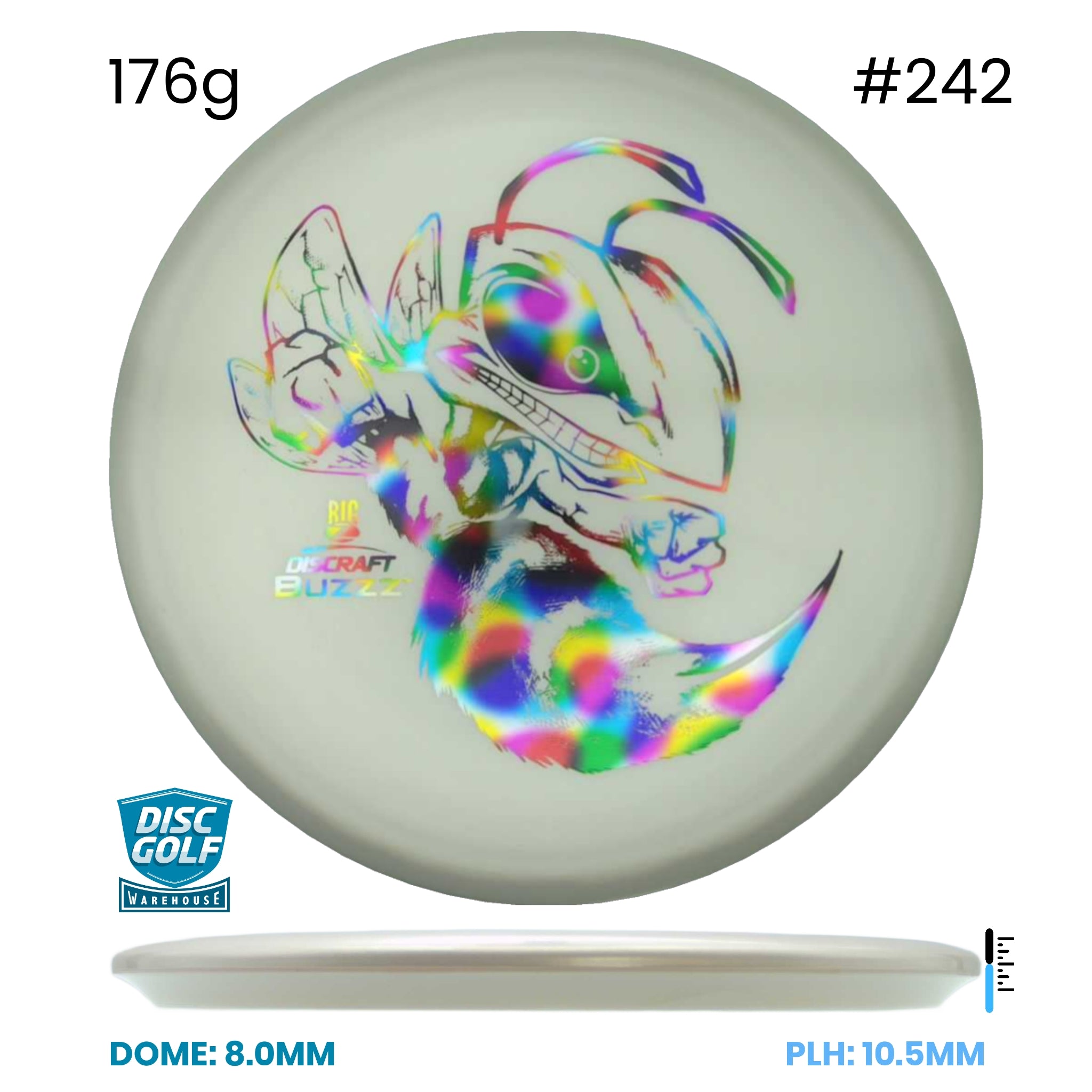 Disc Golf Warehouse Discraft Buzzz - Big Z Plastic White/#242/Rainbow Holo 176g