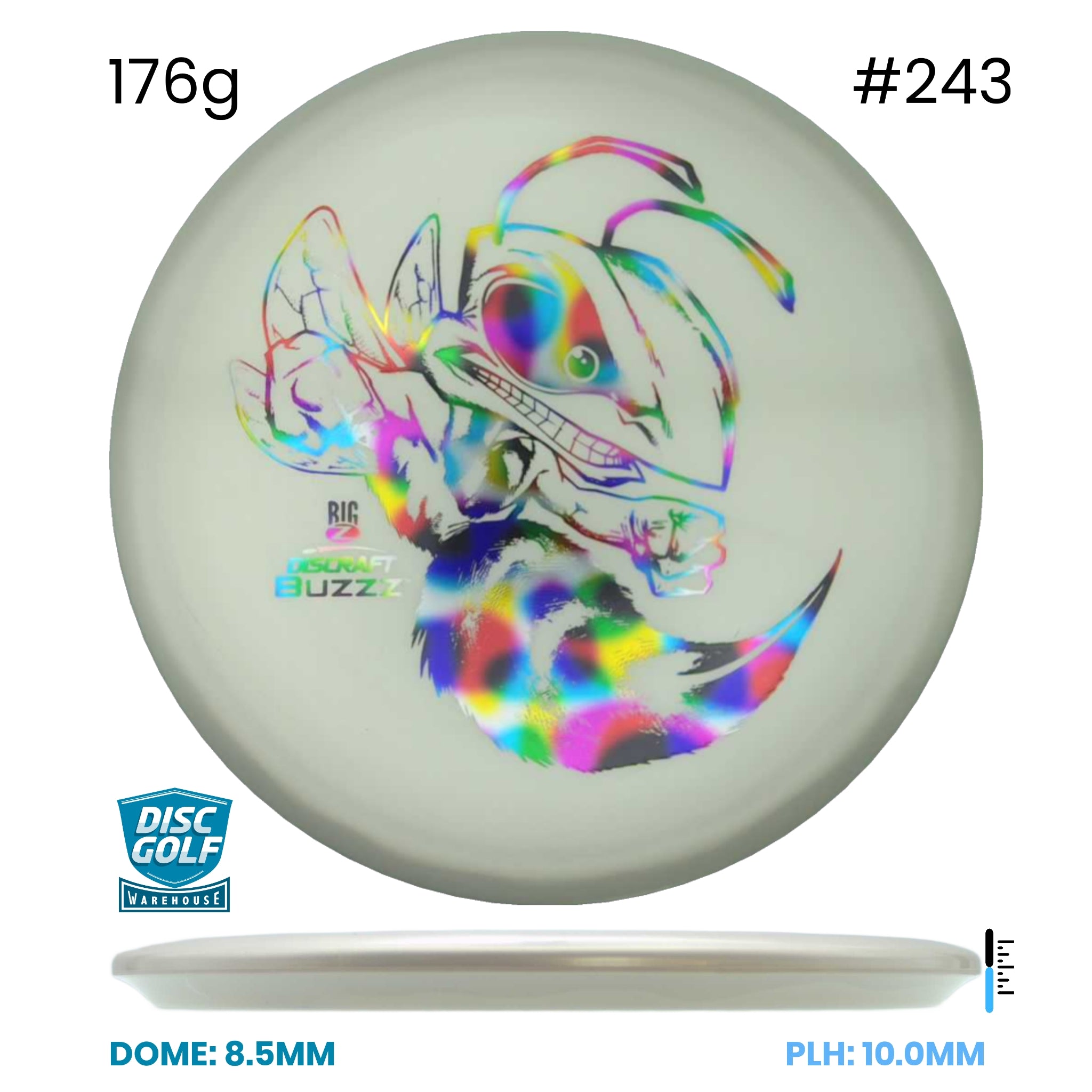 Disc Golf Warehouse Discraft Buzzz - Big Z Plastic White/#243/Rainbow Holo 176g