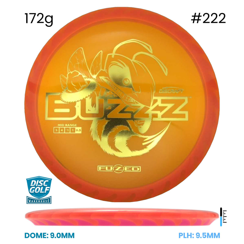 Disc Golf Warehouse Discraft Buzzz - FuZed Z Plastic (Buzzz Saw) Orange/#222/Gold 172g
